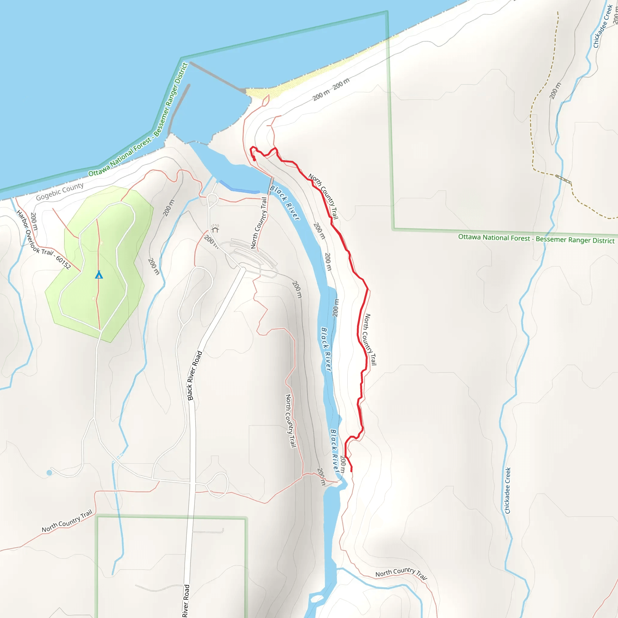 Black River via North Country Trail Out and Back mobile static map