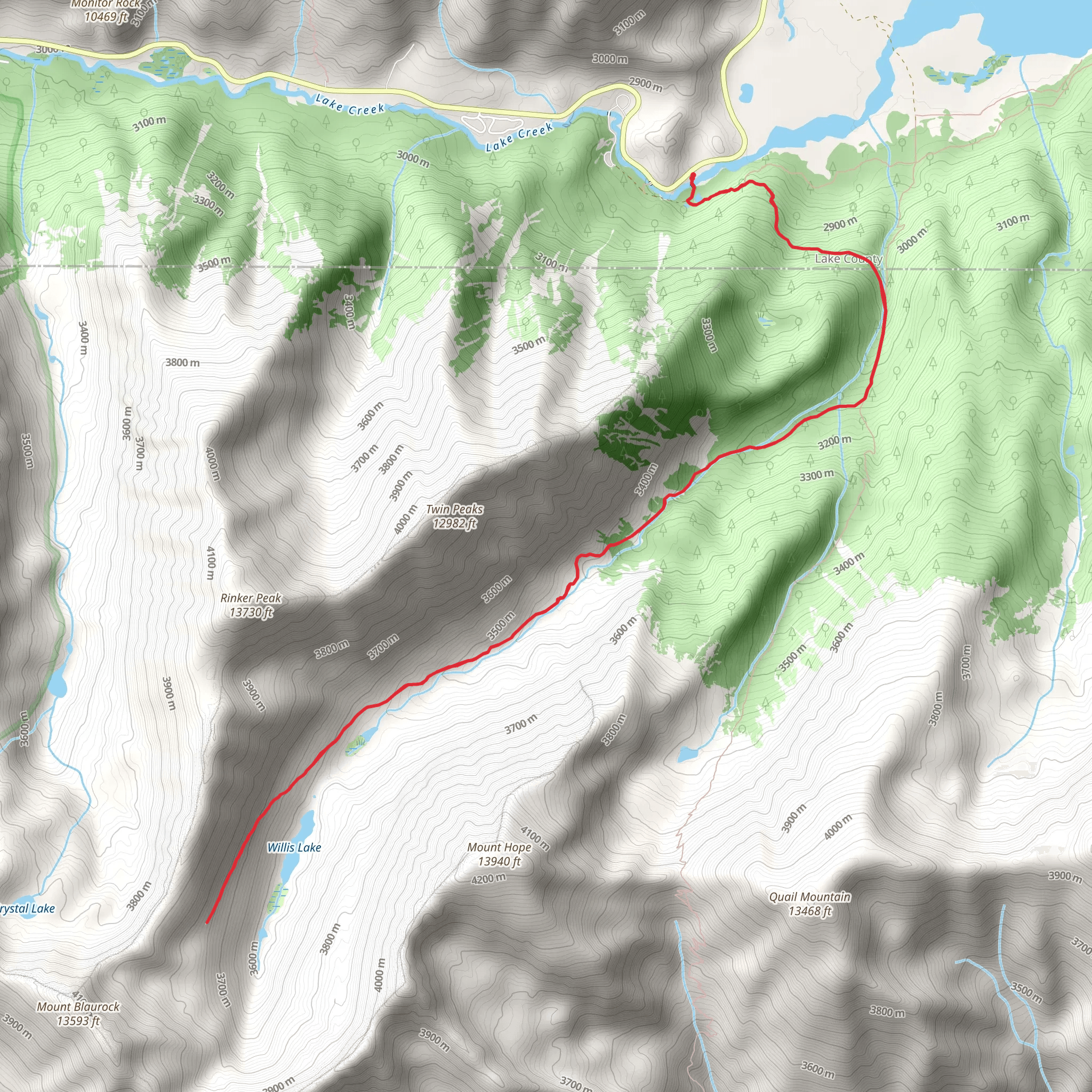 Big Willis Gulch Trail and Willis Creek Trail mobile static map