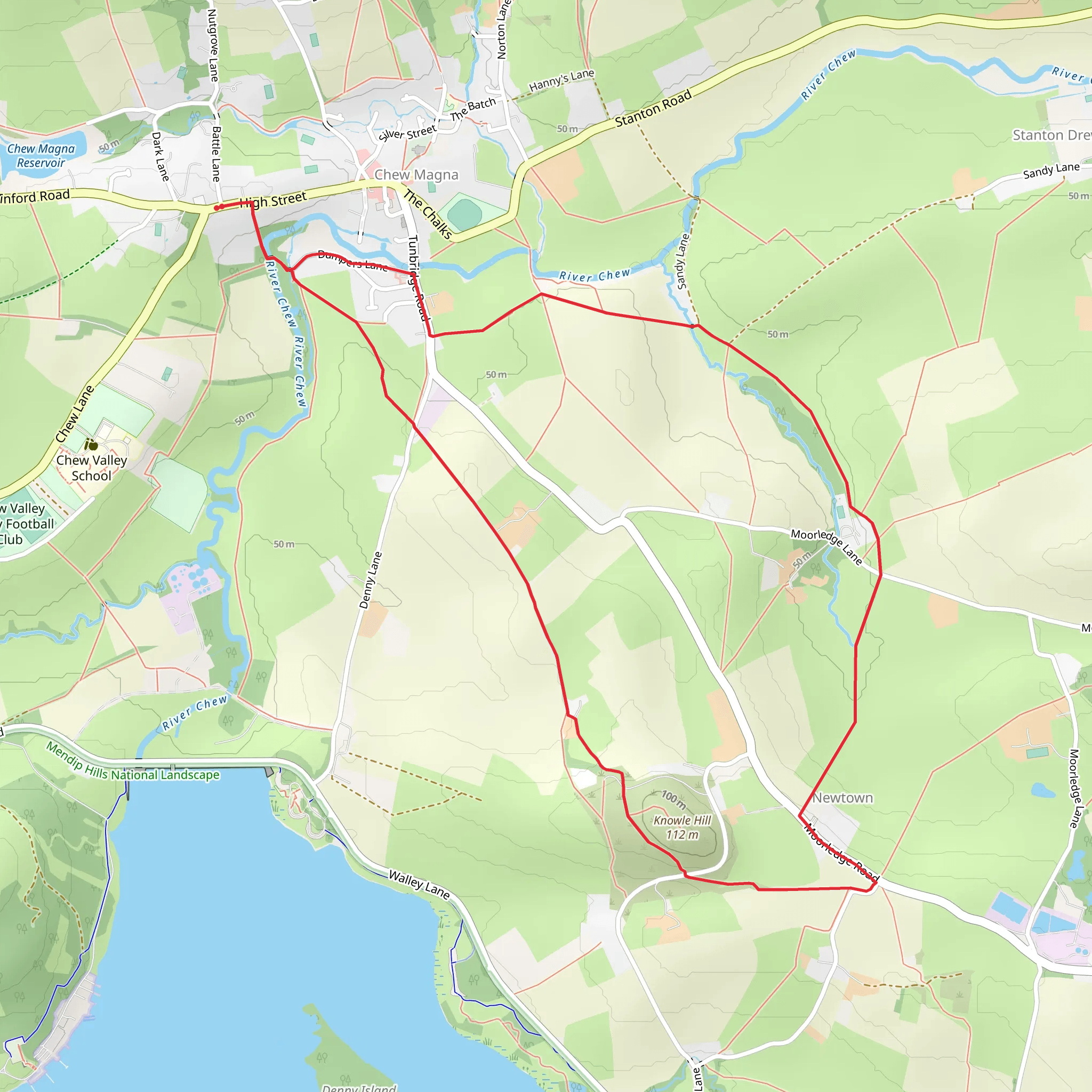 Chew Magna and Newtown Loop mobile static map