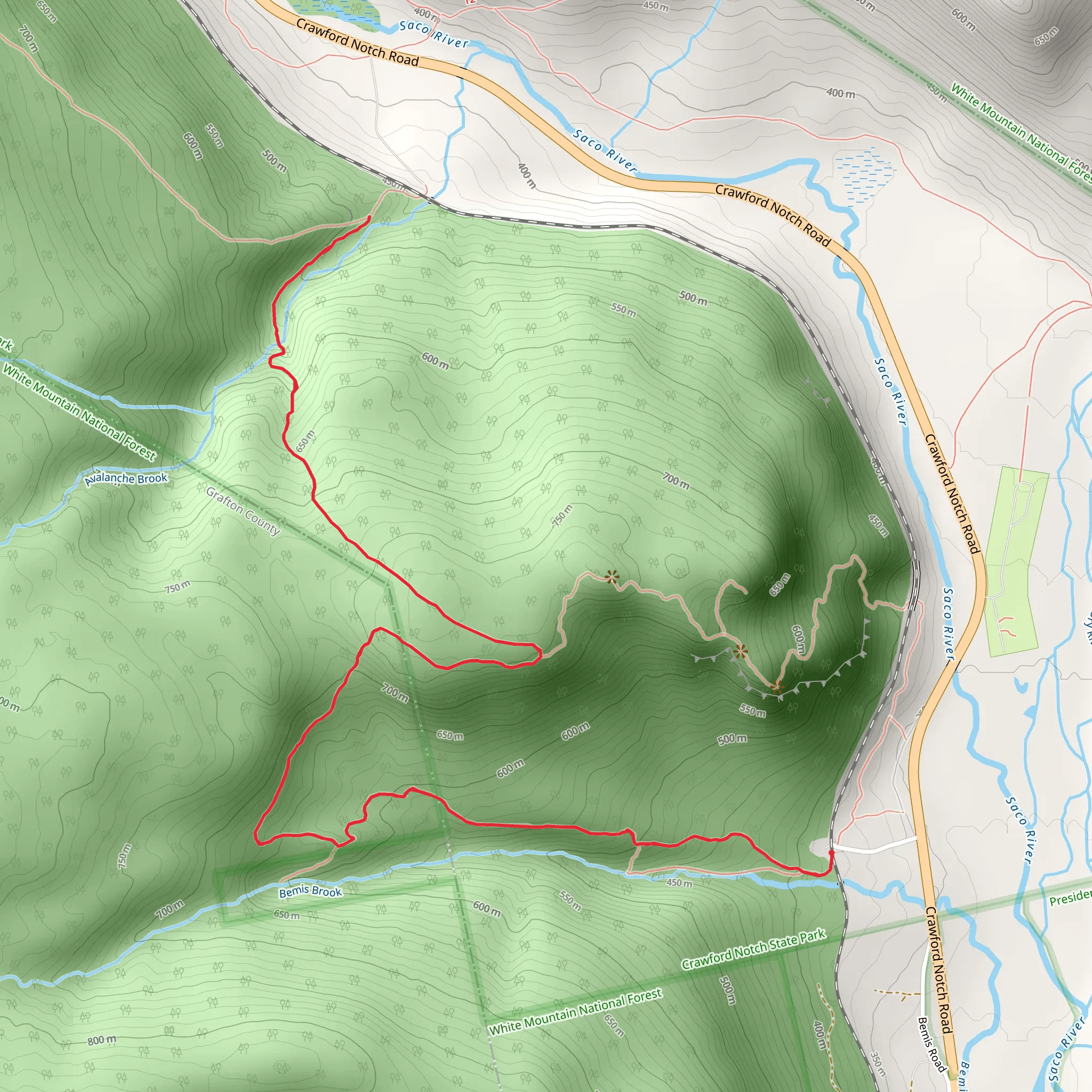 Arethusa Falls Trail mobile static map
