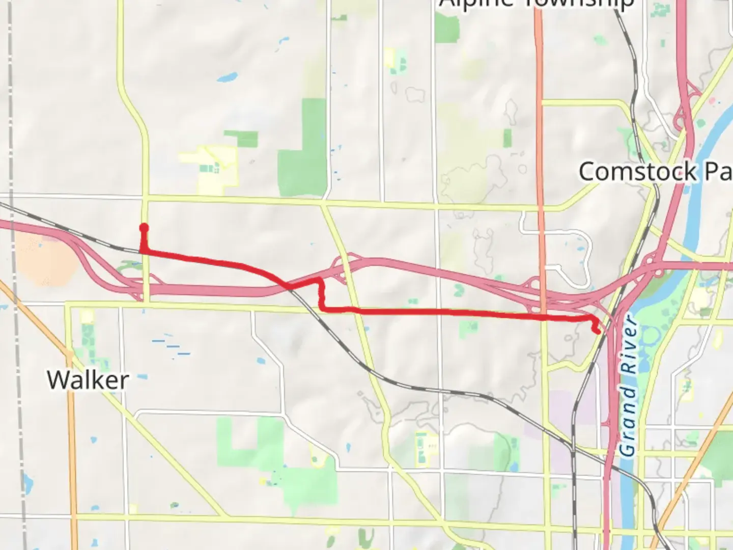 An image depicting the trail Fred Meijer Pioneer Trail and its surrounding area.