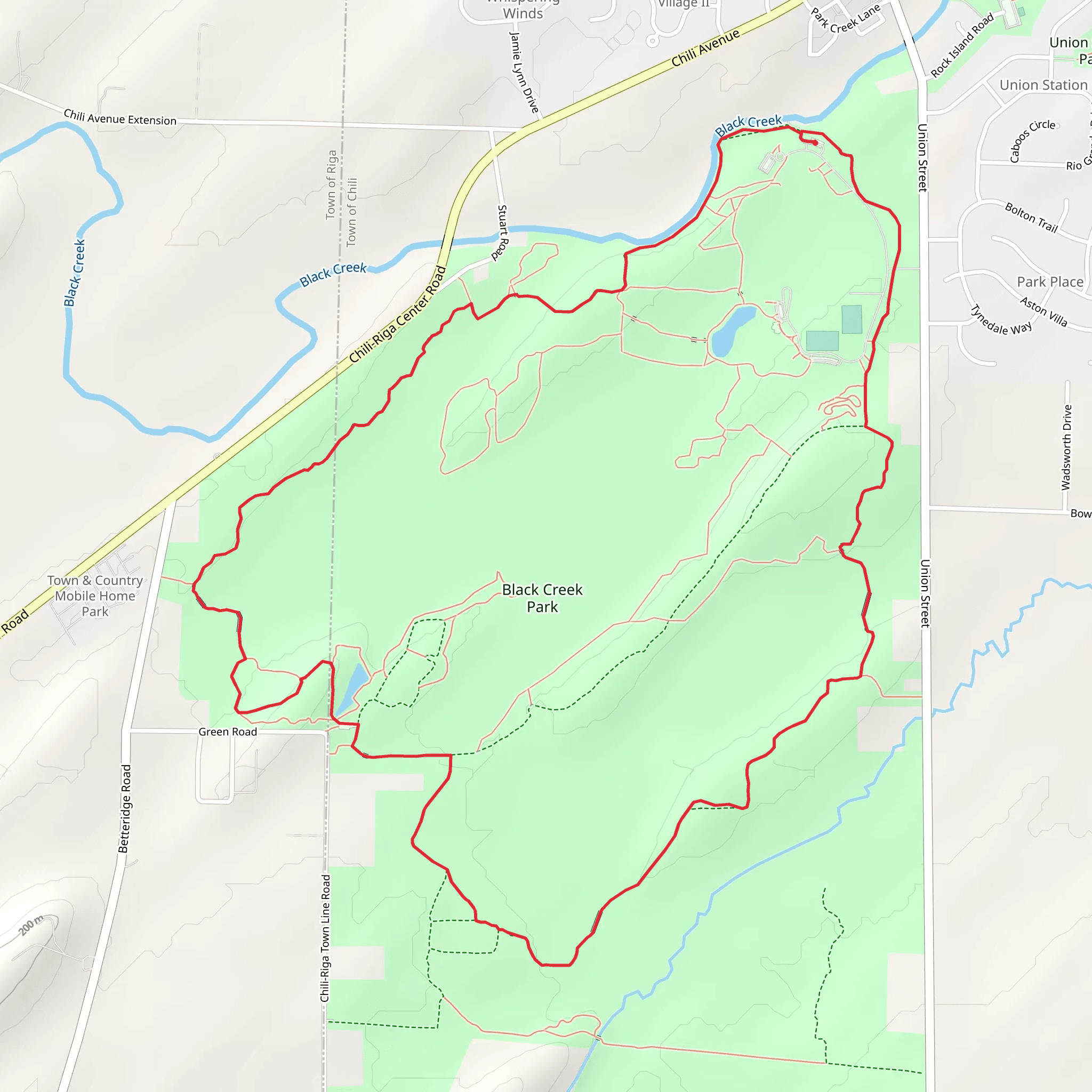 Black Creek Park Loop Trail mobile static map