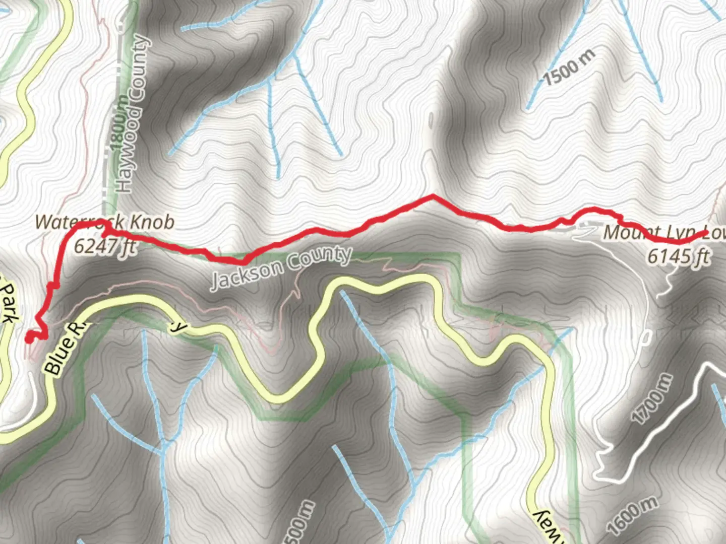 An image depicting the trail Waterrock Knob, Mount Lyn Lowry via Lyn Lowry Trail and its surrounding area.