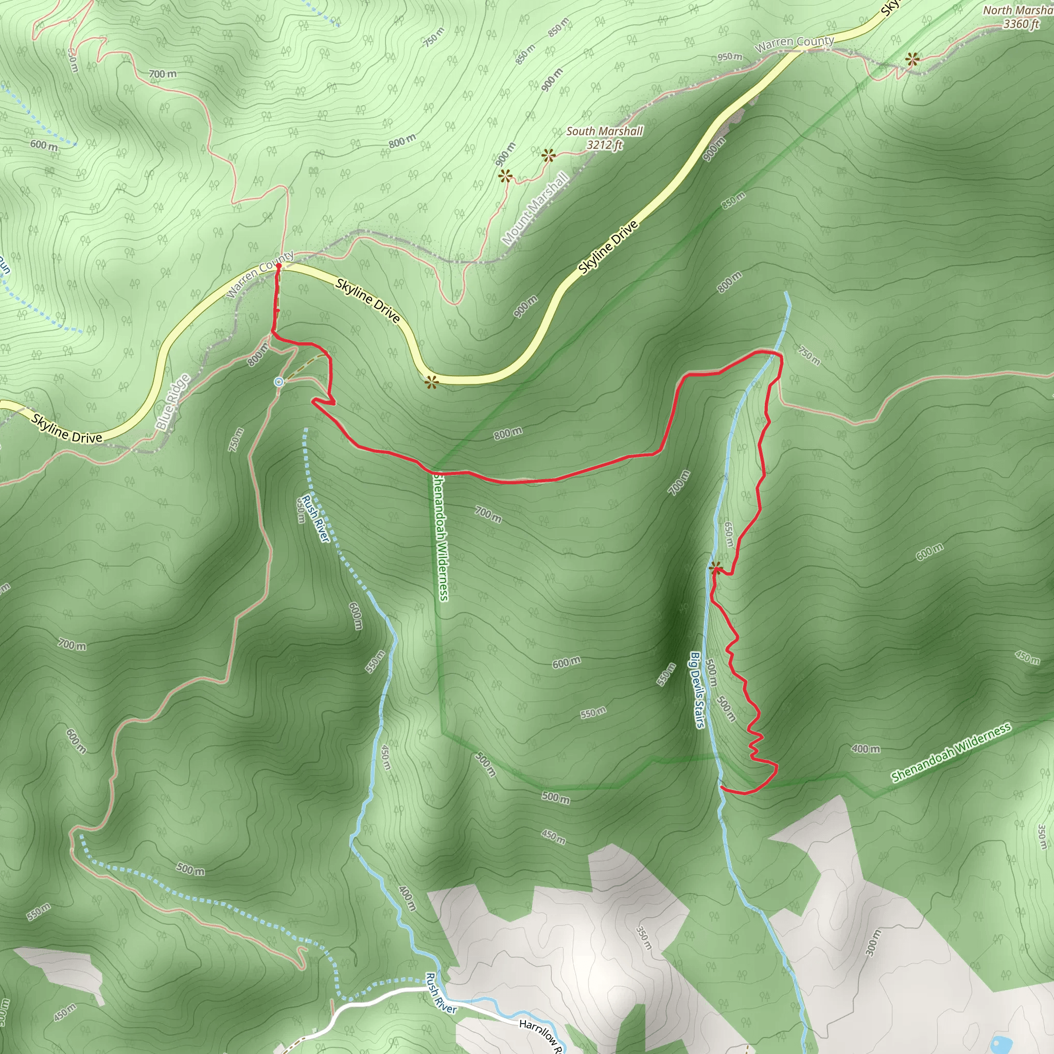 Big Devils Stairs via Bluff Trail mobile static map