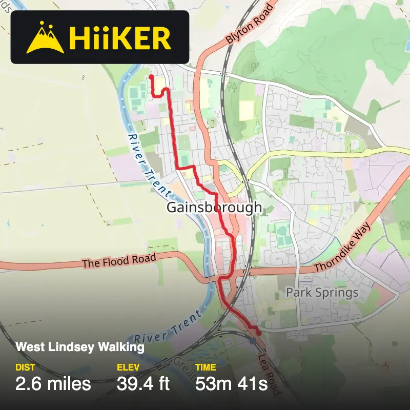 A map preview of the recording West Lindsey Walking.