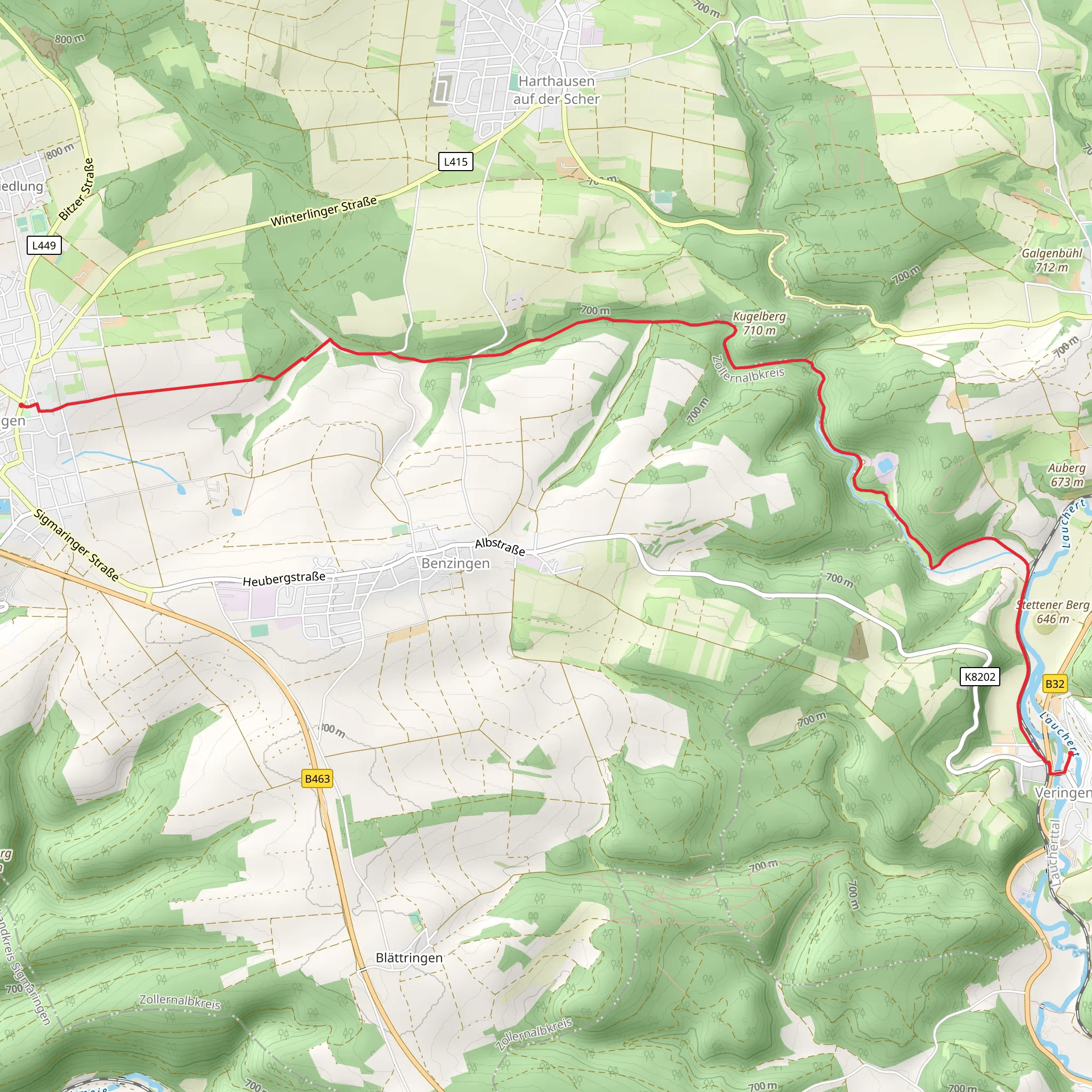 Winterlingen to Veringendorf Walk mobile static map