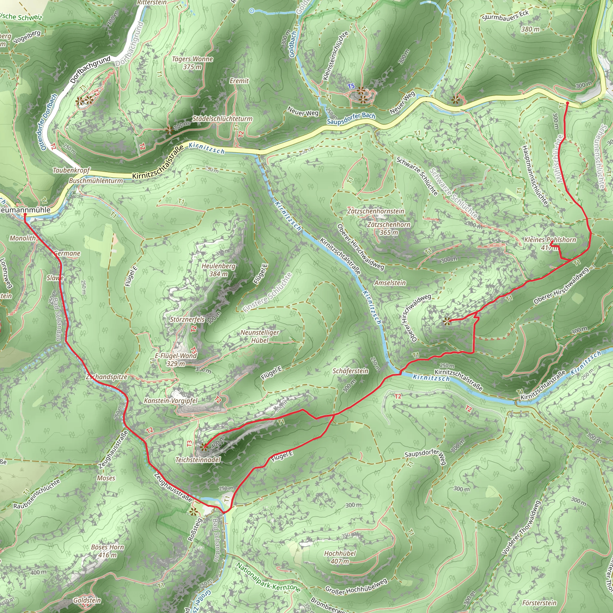 Raumicht Muhle to Neumannmuhle Walk via Großes and Teichstein mobile static map