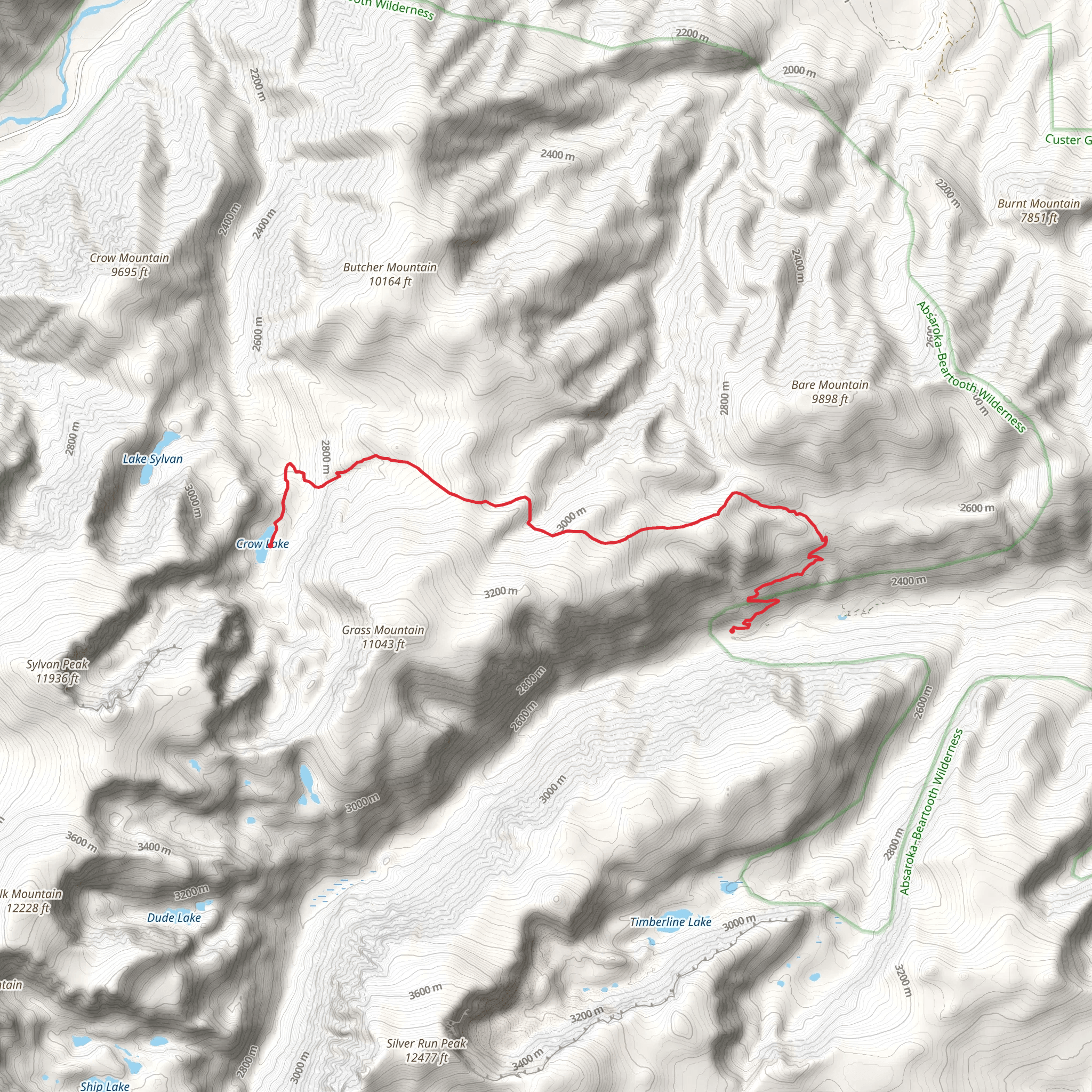 Crow Lake via Camp Senia Trail mobile static map