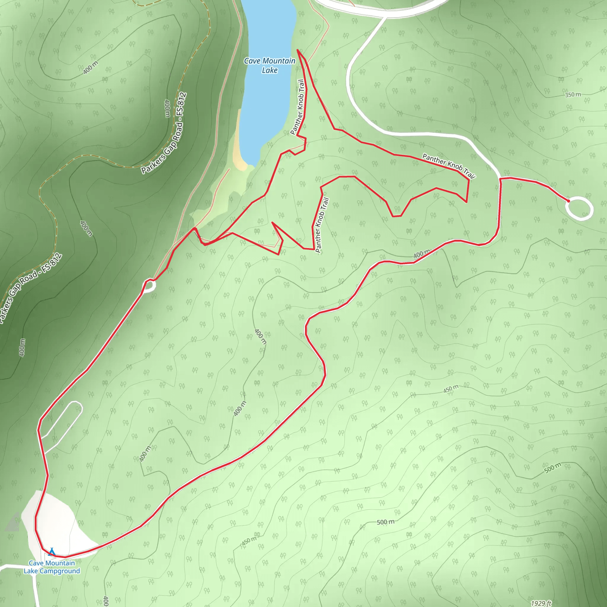 Cave Mountain Lake Loop mobile static map