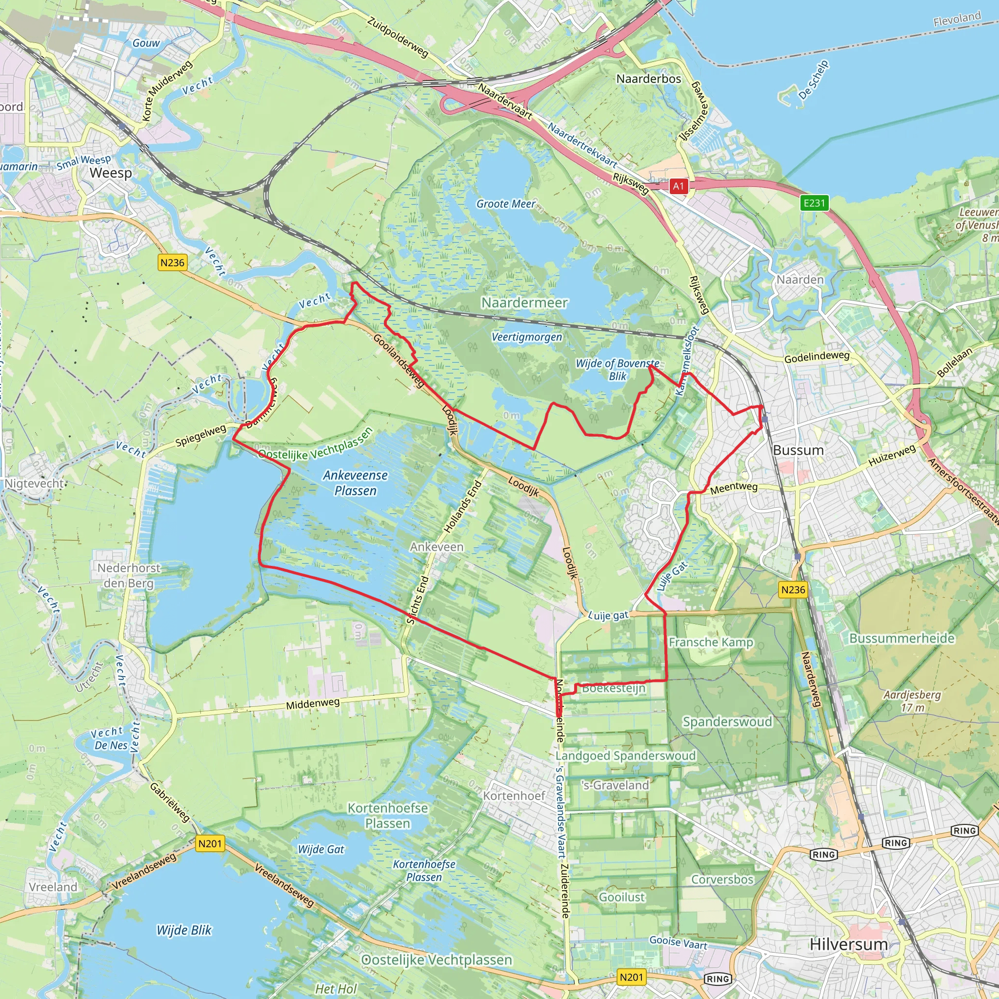 Bovenmeent and Ankeveensche Plassen Loop mobile static map