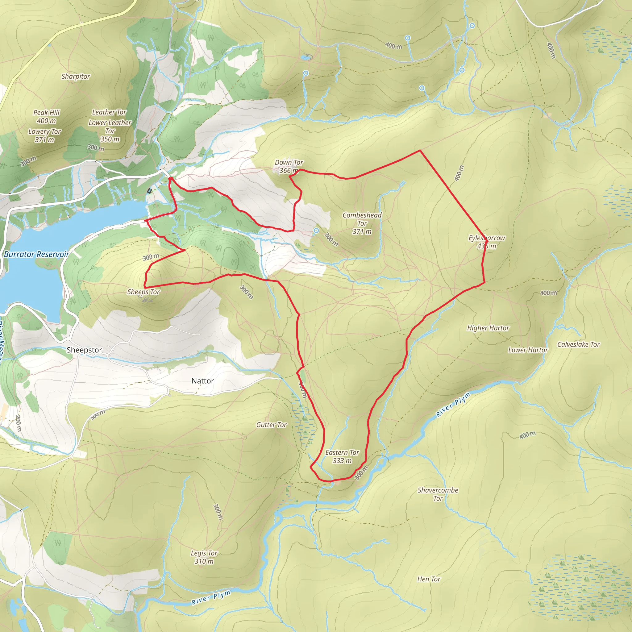 Eylesbarrow and Sheeps Tor mobile static map