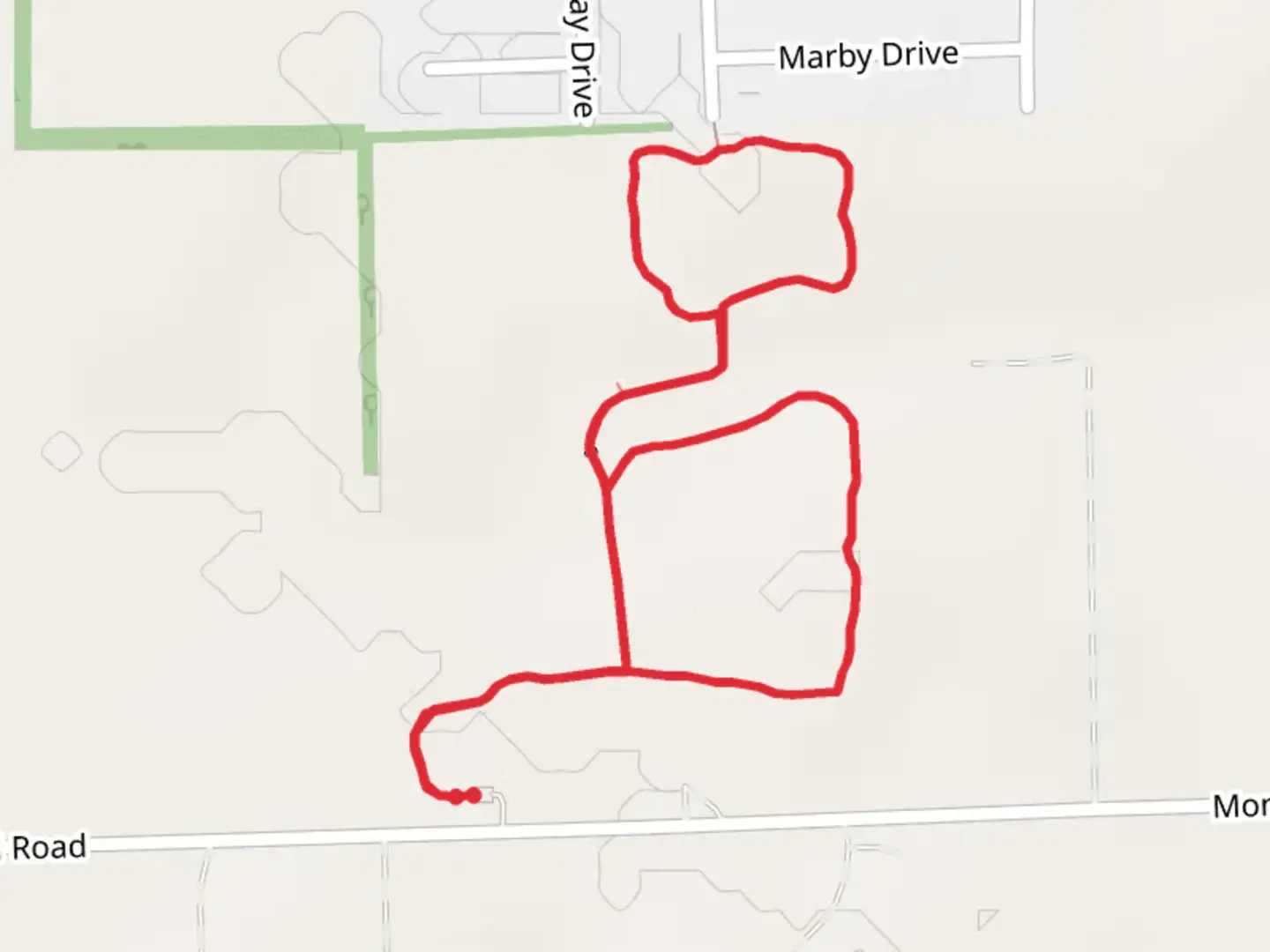 An image depicting the trail Pheasant Crossing and Bobwhite Loop and its surrounding area.