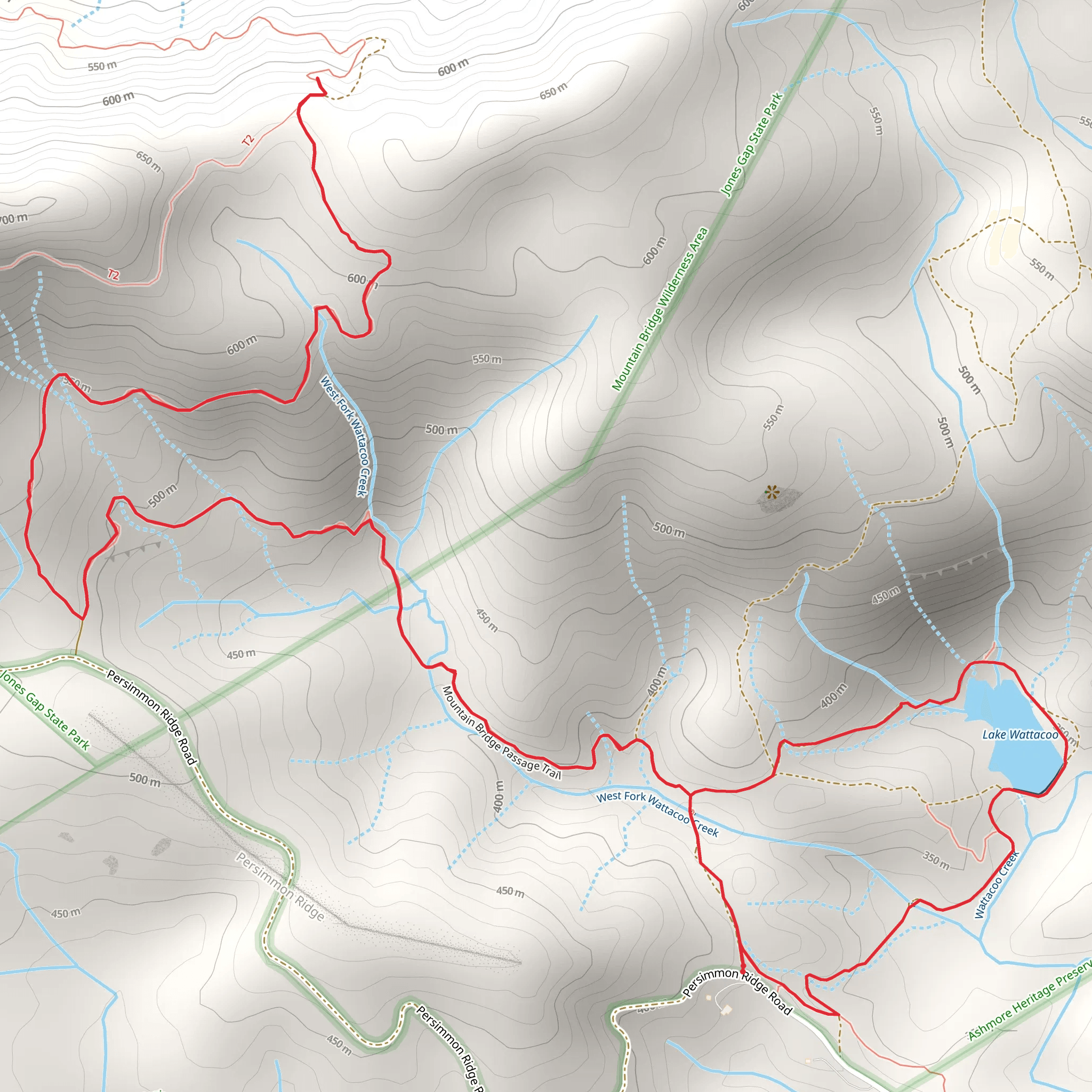 Mountain Bridge Passage Trail and Lake Wattacoo mobile static map