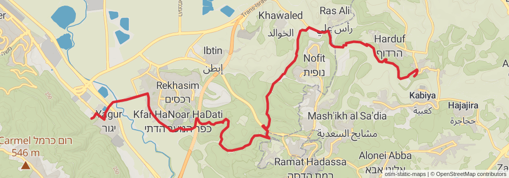 Israel National Trail stage 12 Map
