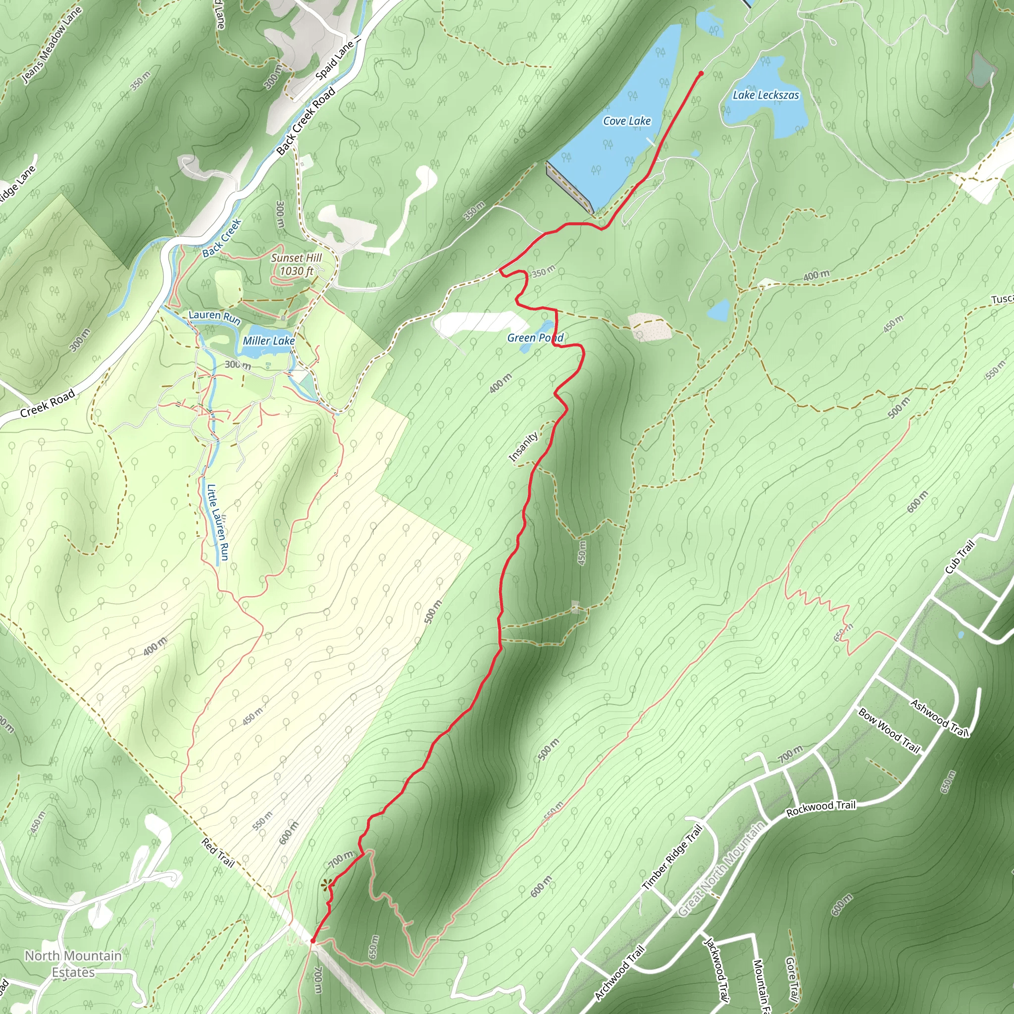 Cove Lake to Sundown Road mobile static map
