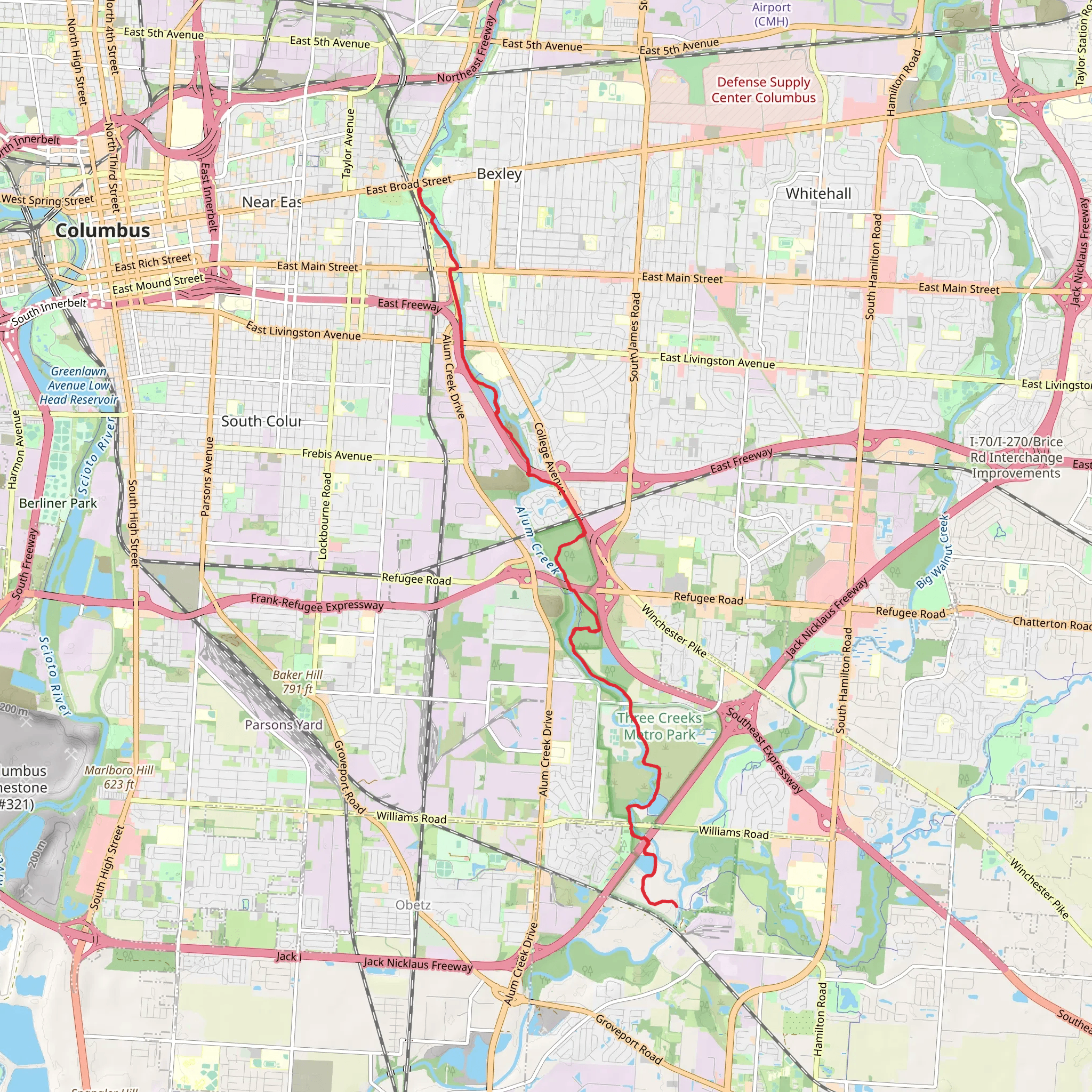 Alum Creek Trail - Wolfe Park mobile static map