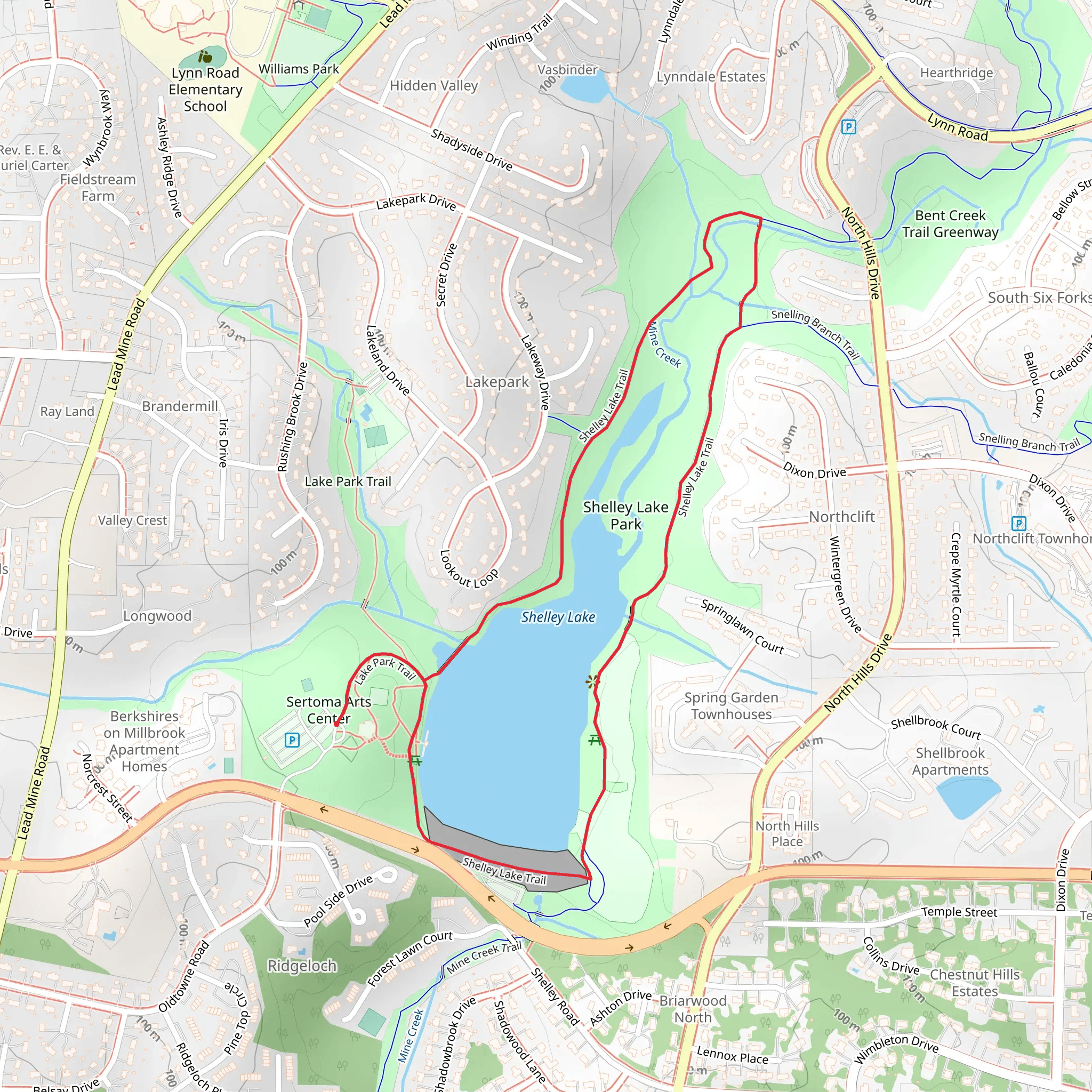 Shelley Lake Loop via Lake Park Trail mobile static map