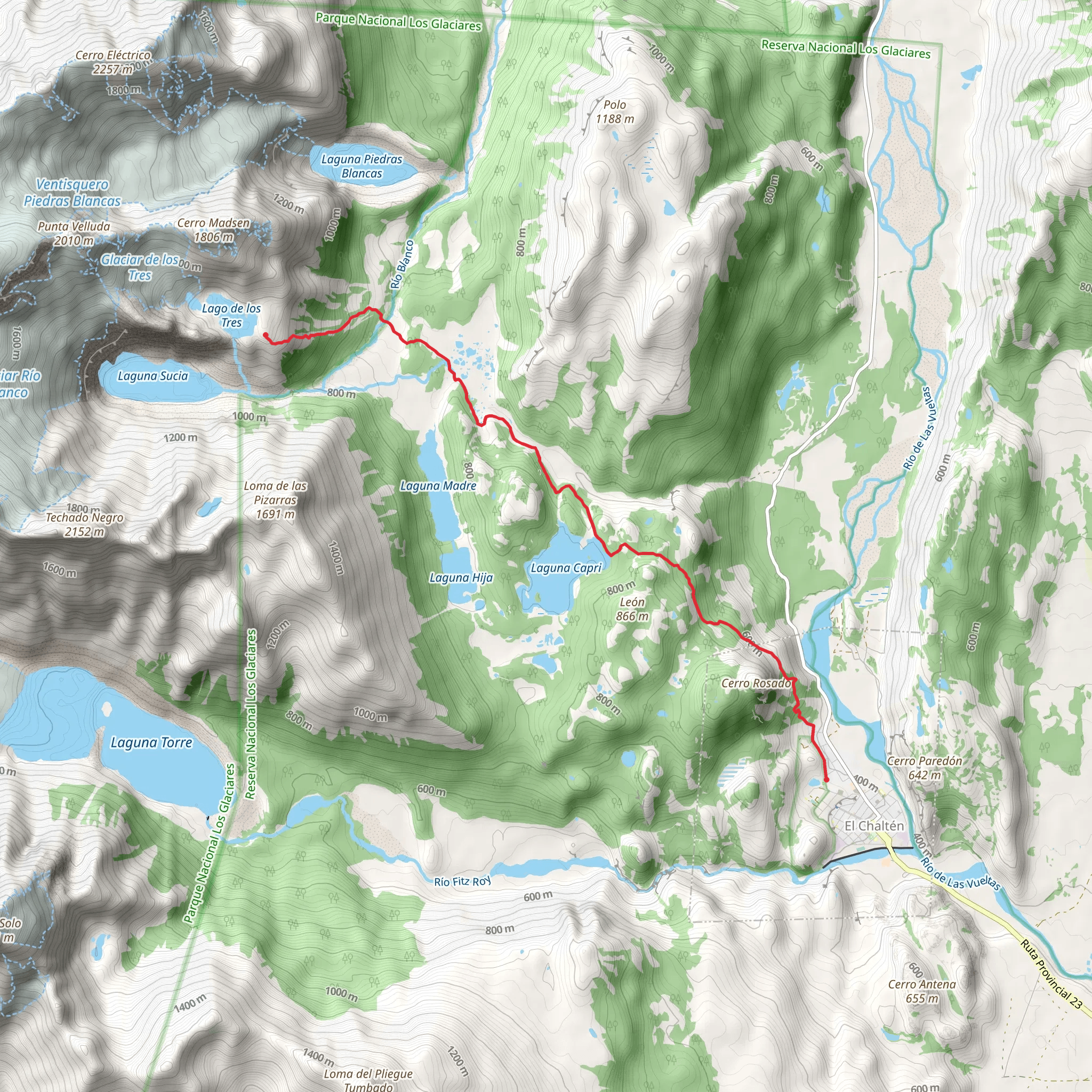 El Chalten - Laguna de los Tres mobile static map