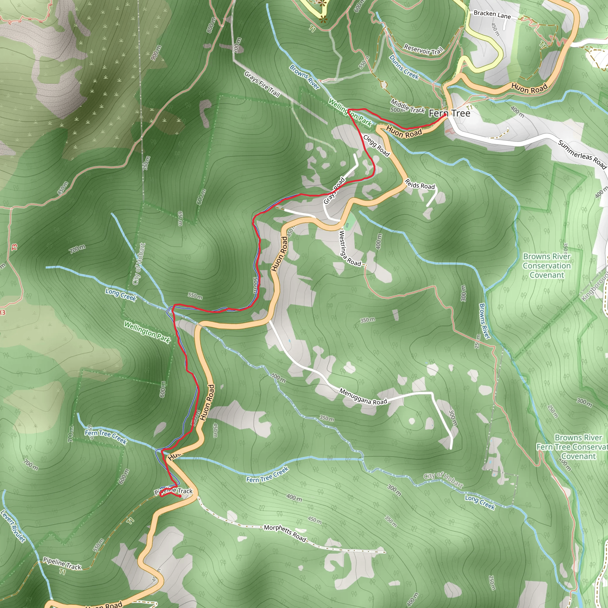 Fern Tree to Neika Trail mobile static map