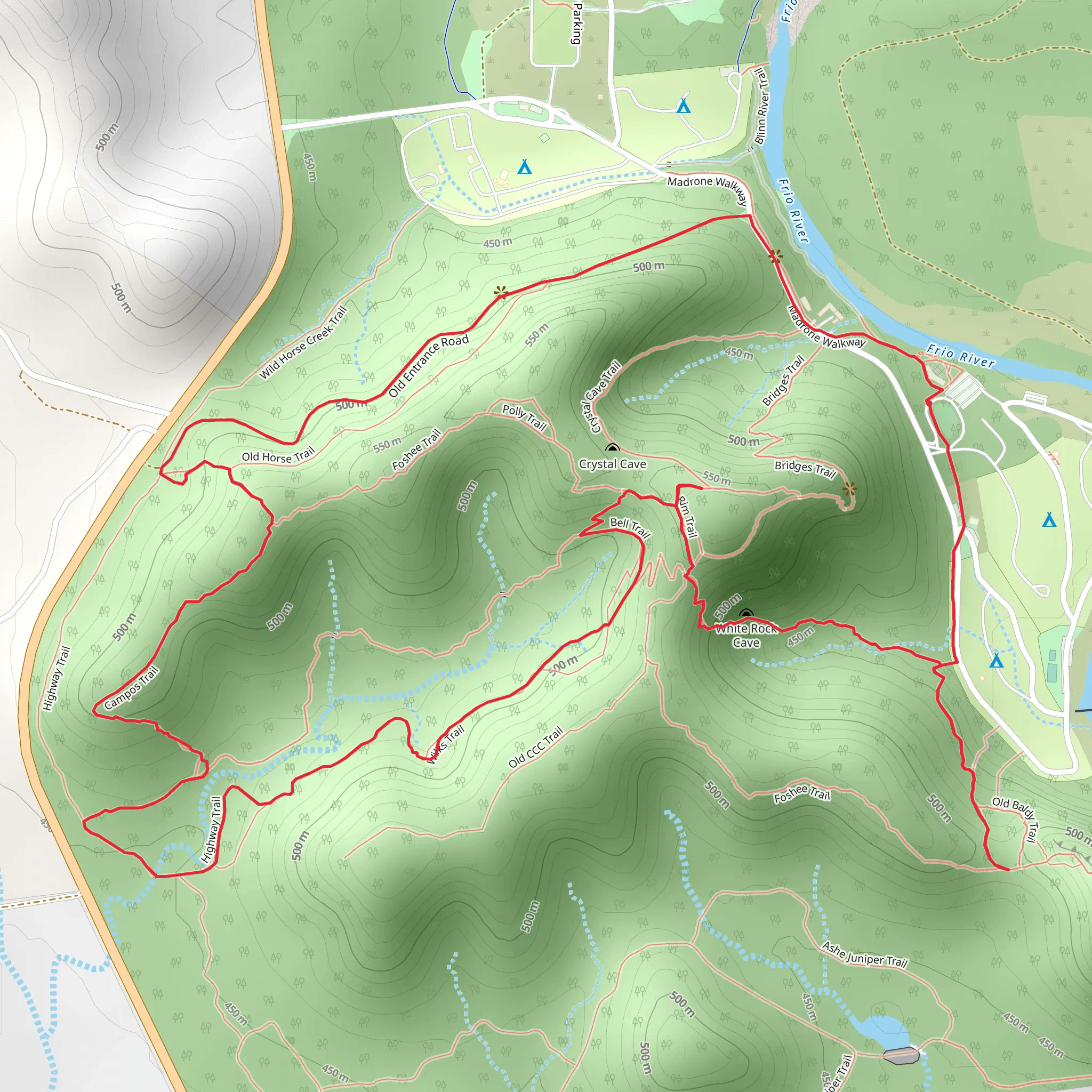 Foshee, Bird and Campos Loop Trail mobile static map