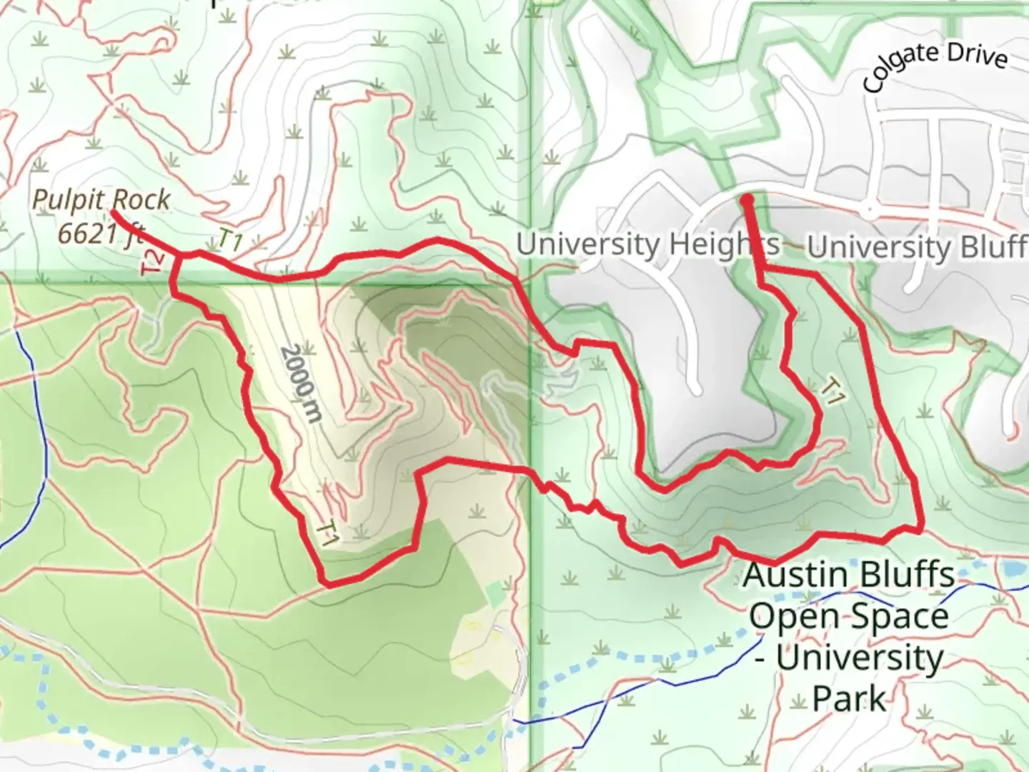 An image depicting the trail Pulpit Rock - UCCS Campus Garden and its surrounding area.