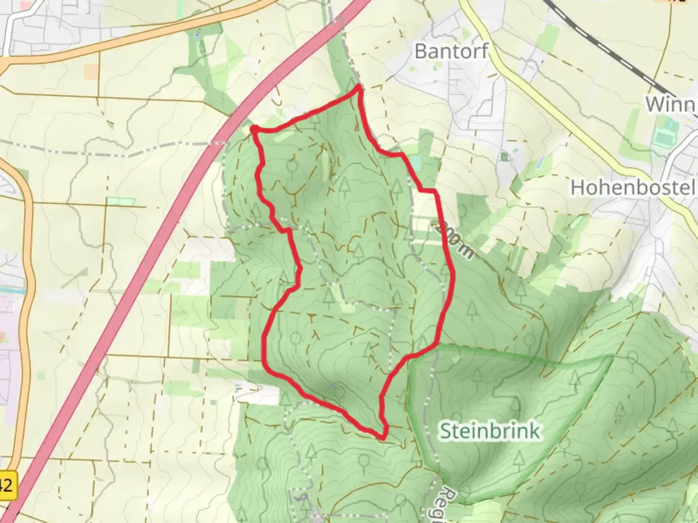 An image depicting the trail Bad Nenndorf and Calenberger Weg and its surrounding area.
