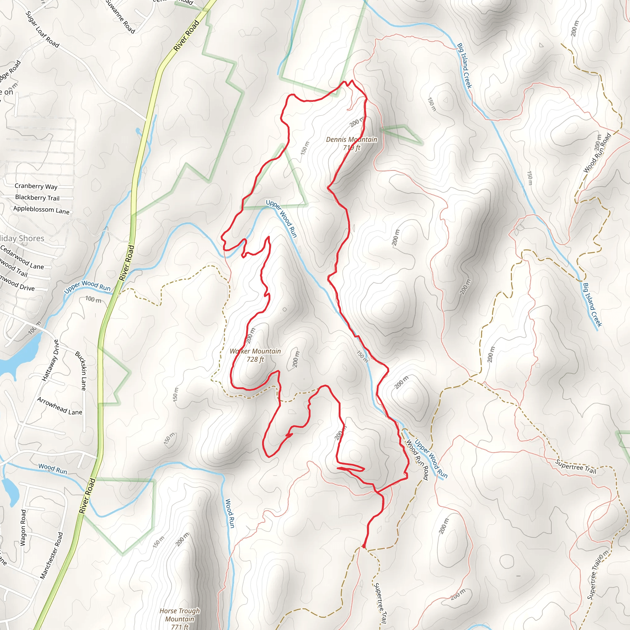 Keyauwee and Uwharrie Loop Trail mobile static map