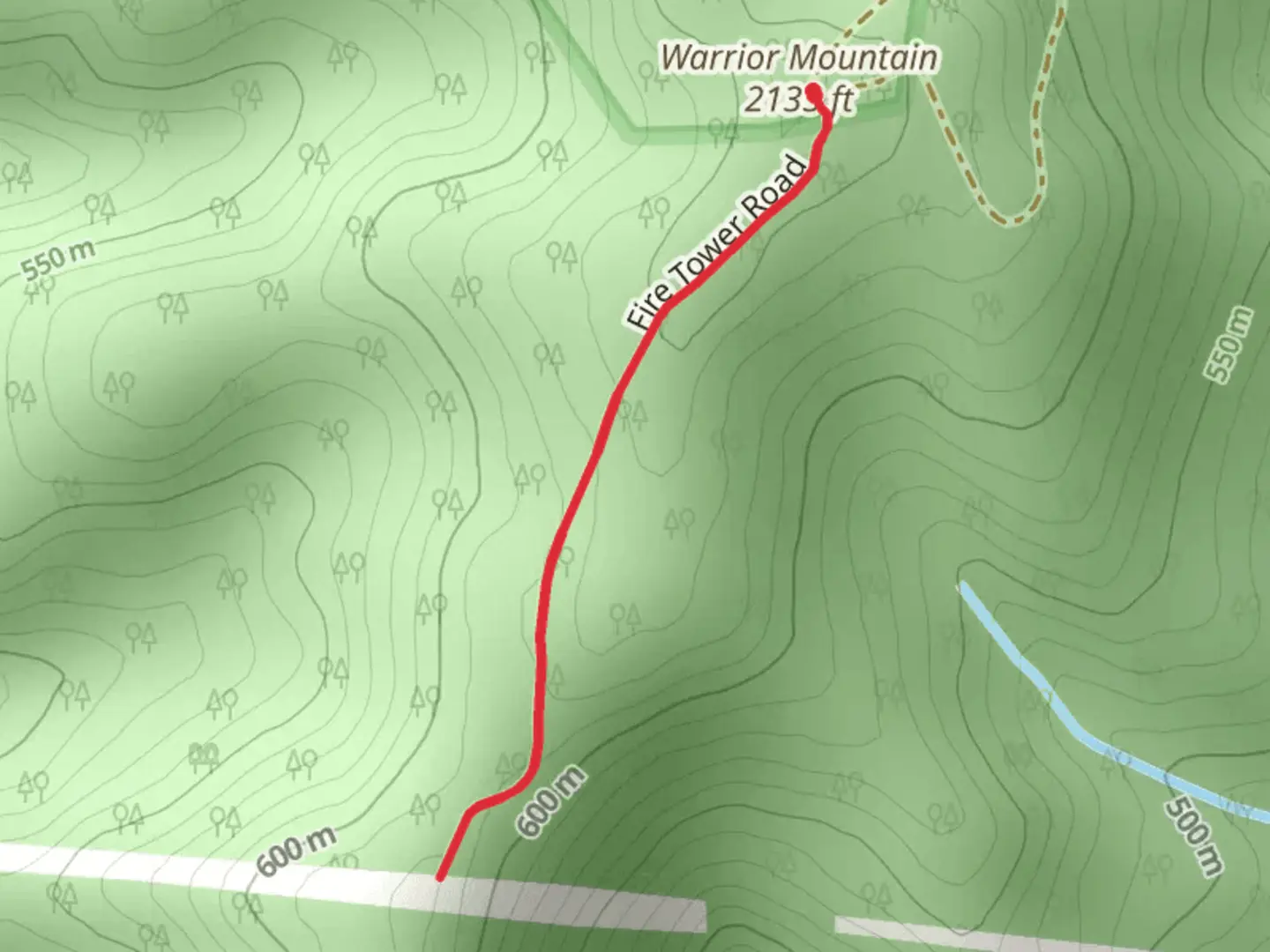 An image depicting the trail Warrior Mountain and its surrounding area.