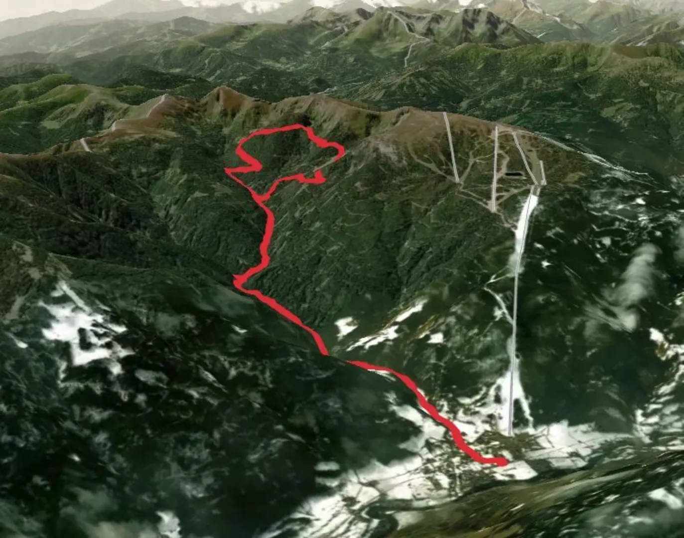 An image depicting the trail Hauserersee St Georgen am Kreischberg and its surrounding area.