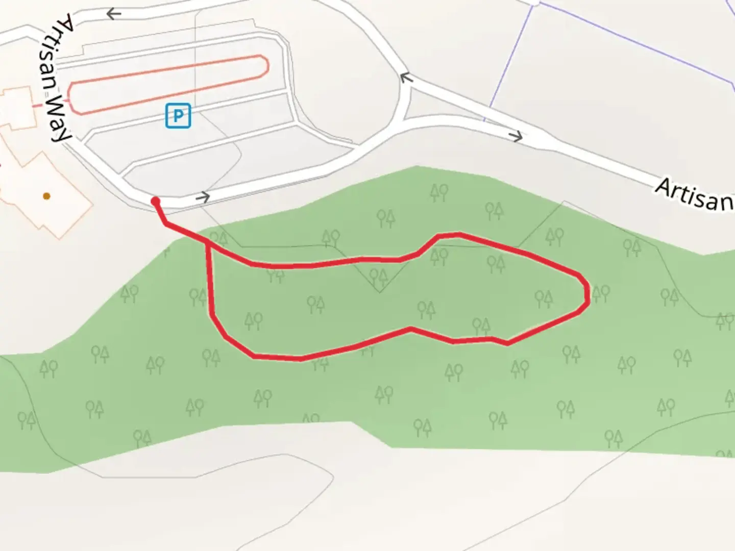 An image depicting the trail Artisan Way Loop and its surrounding area.