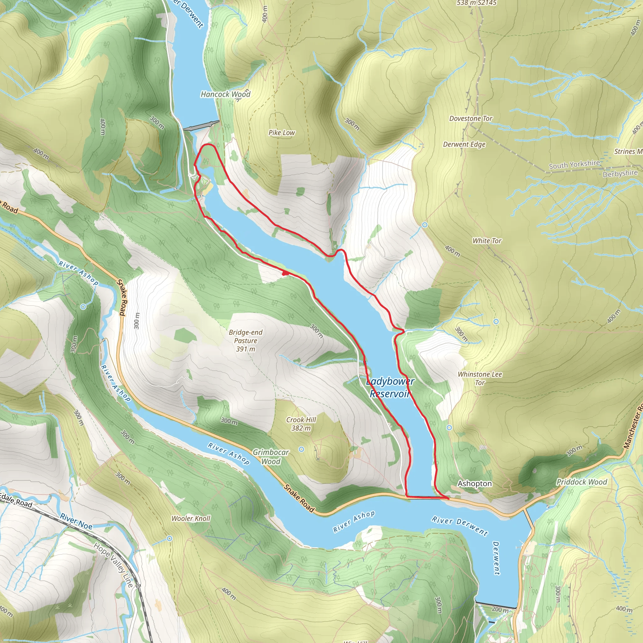 Ladybower Reservoir Loop mobile static map