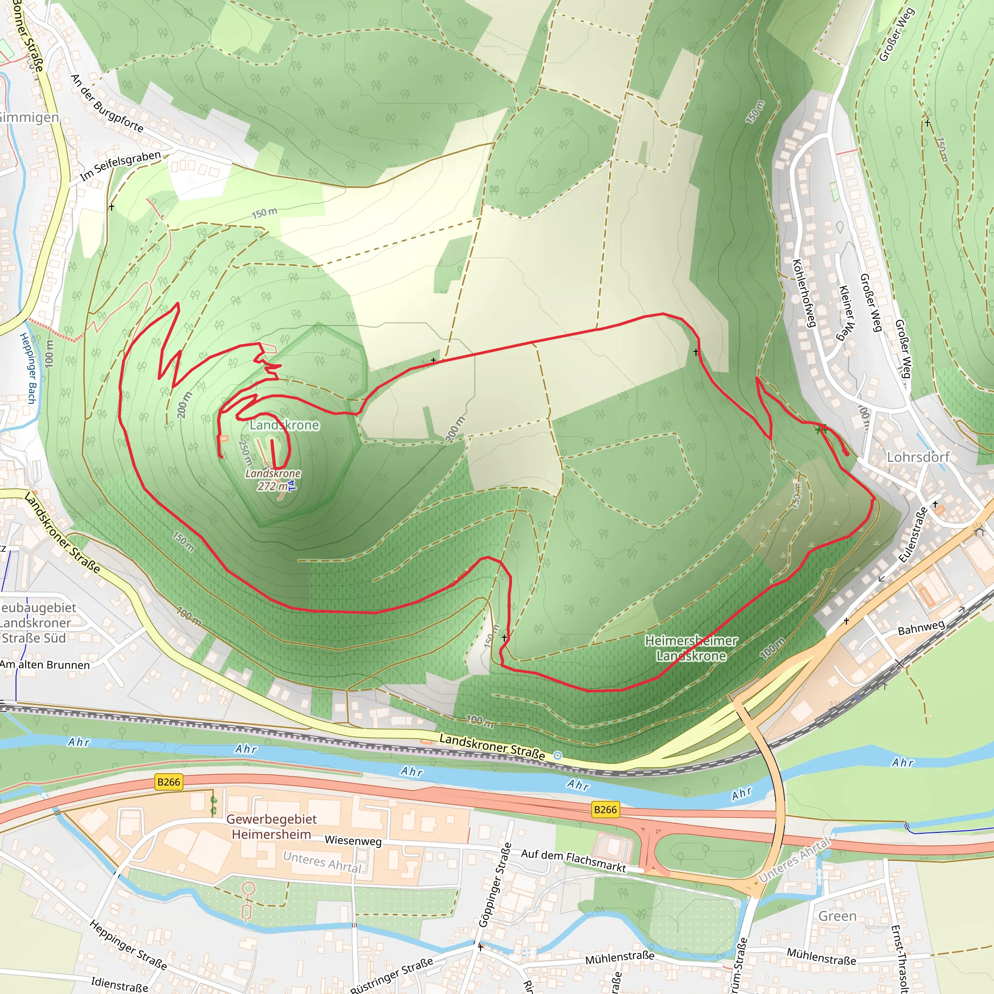 Landskrone via Rotweinwanderweg and Osteifelweg mobile static map