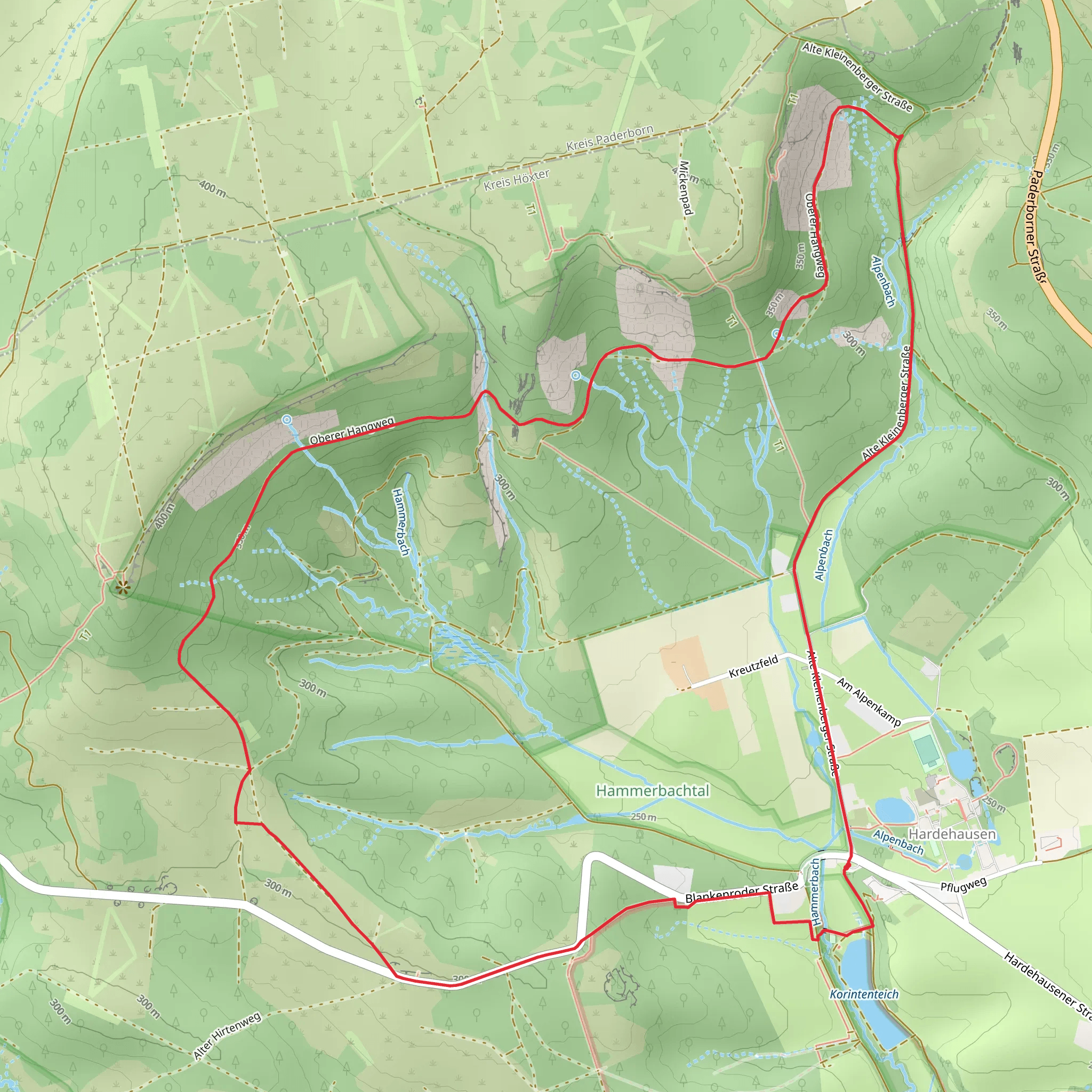 Wisentweg West and KlimaErlebnis Route - Hardehausen mobile static map