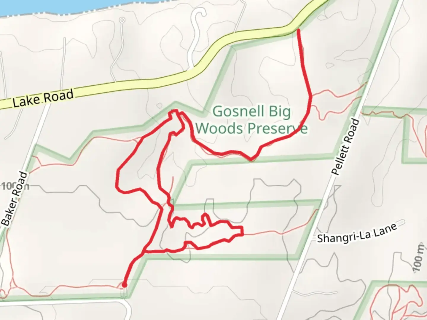 An image depicting the trail Big Wood Trail and Big Fields Trail Loop and its surrounding area.