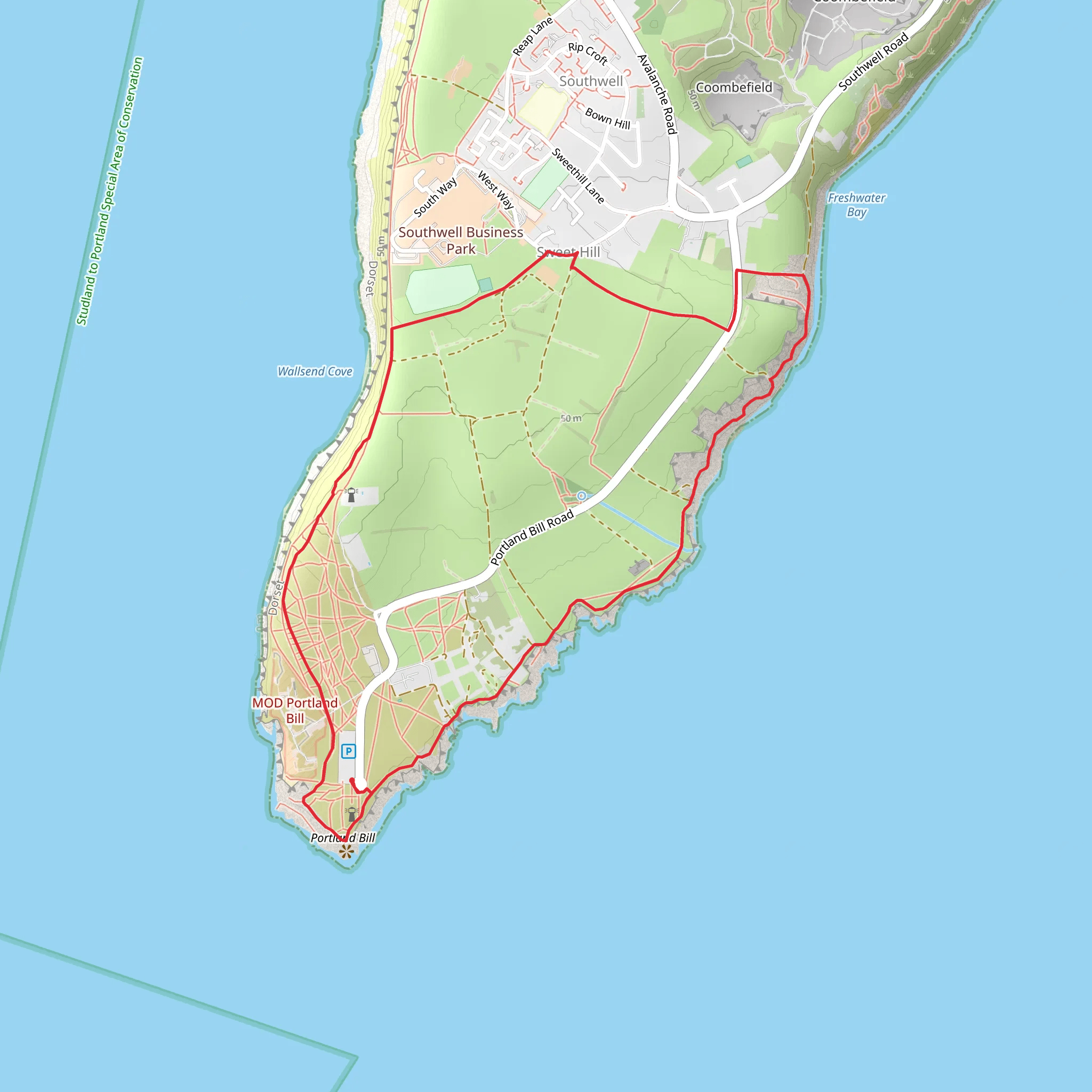 Portland Bill Walk mobile static map