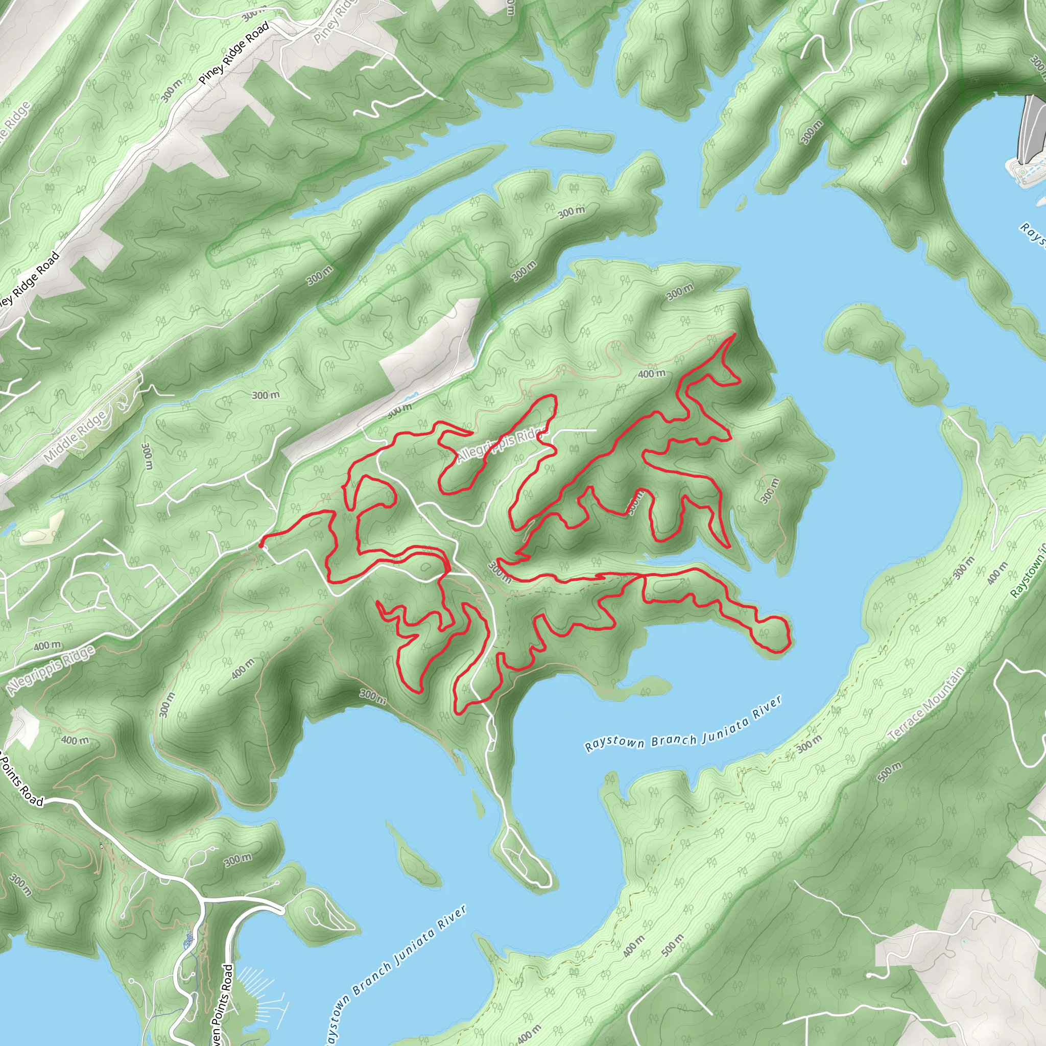 Buck Trail, Red Legs Trail and Ray's Revenge Loop Trail mobile static map