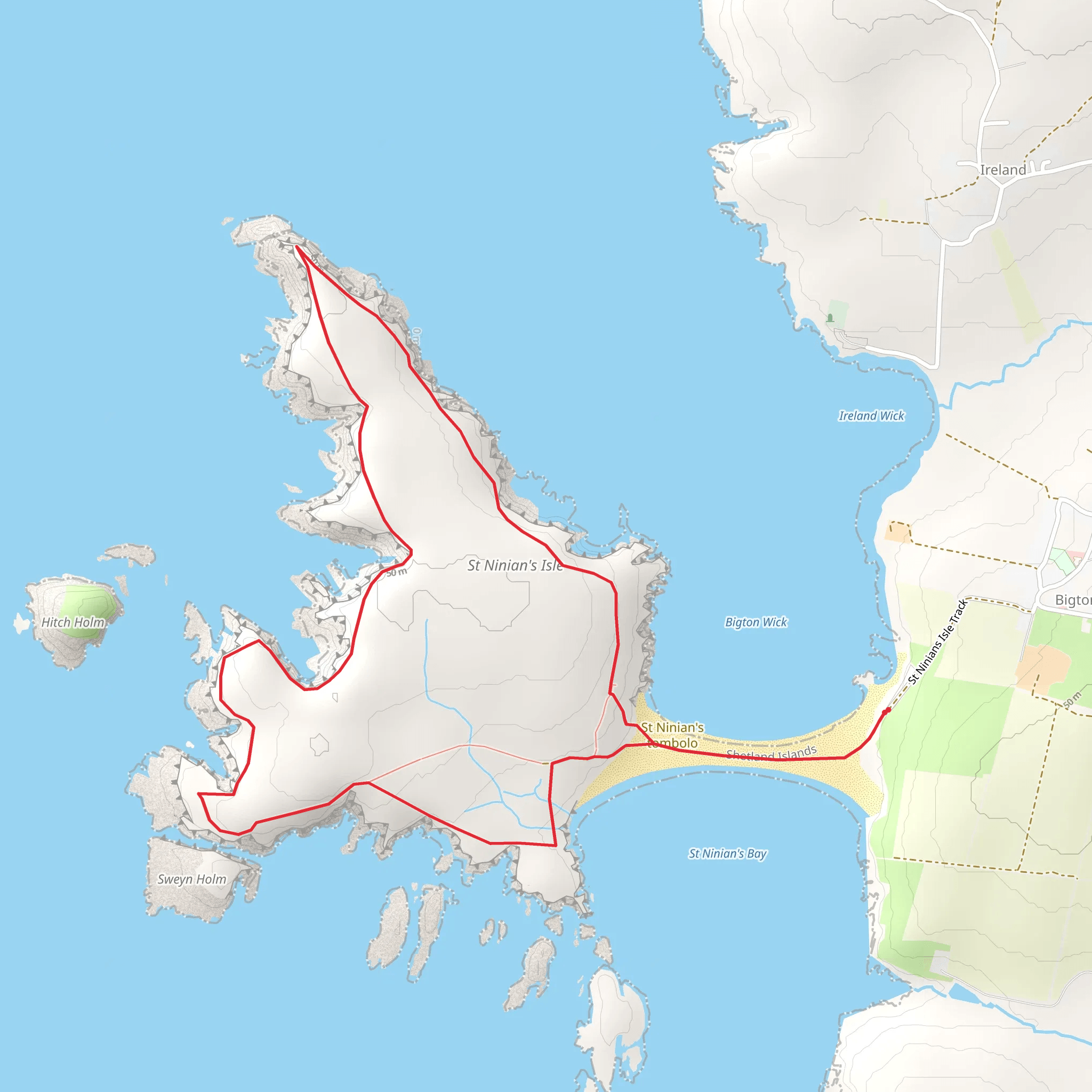 Shetland - St Ninian's Isle from Bigton mobile static map