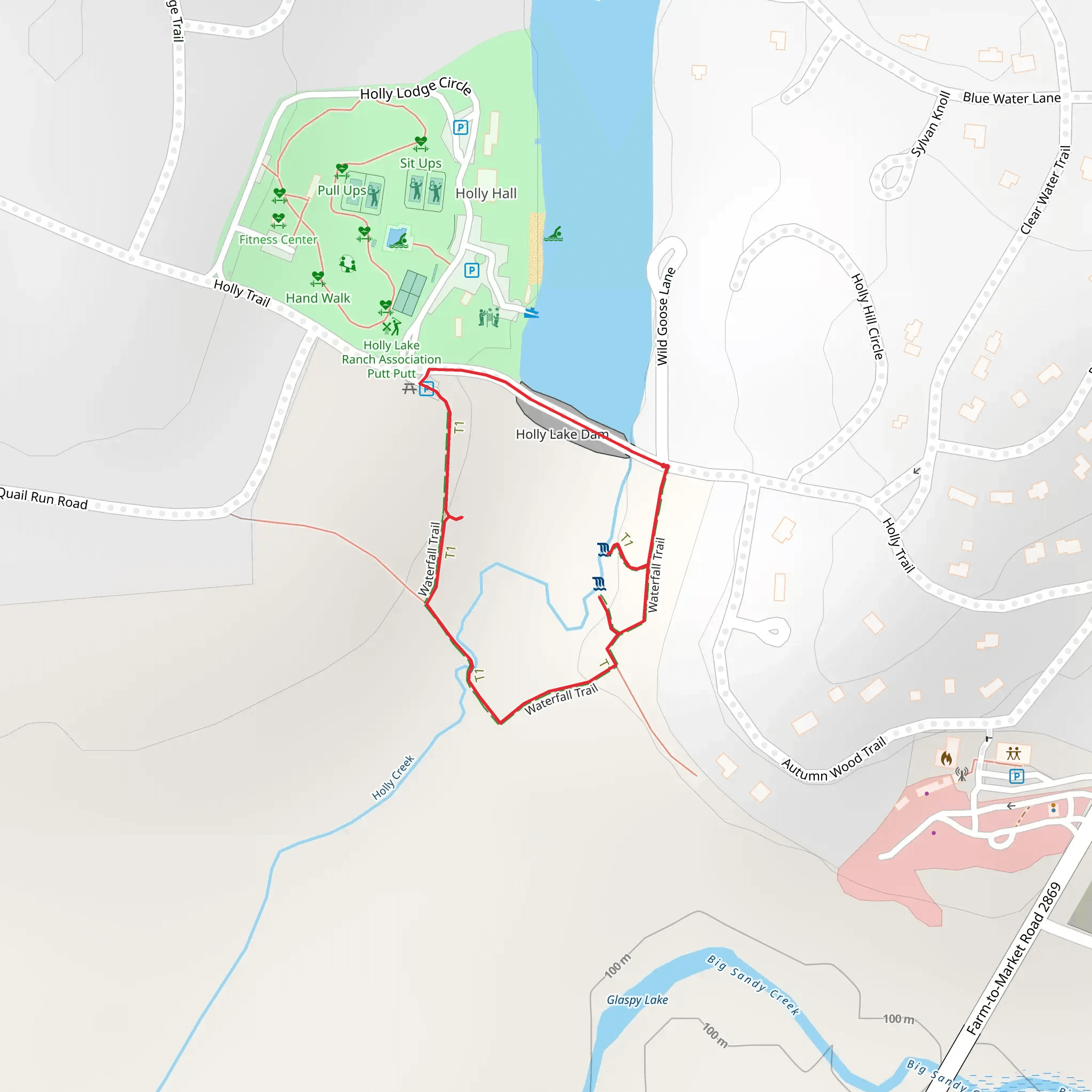 Waterfall Loop Trail from Holly Lake mobile static map