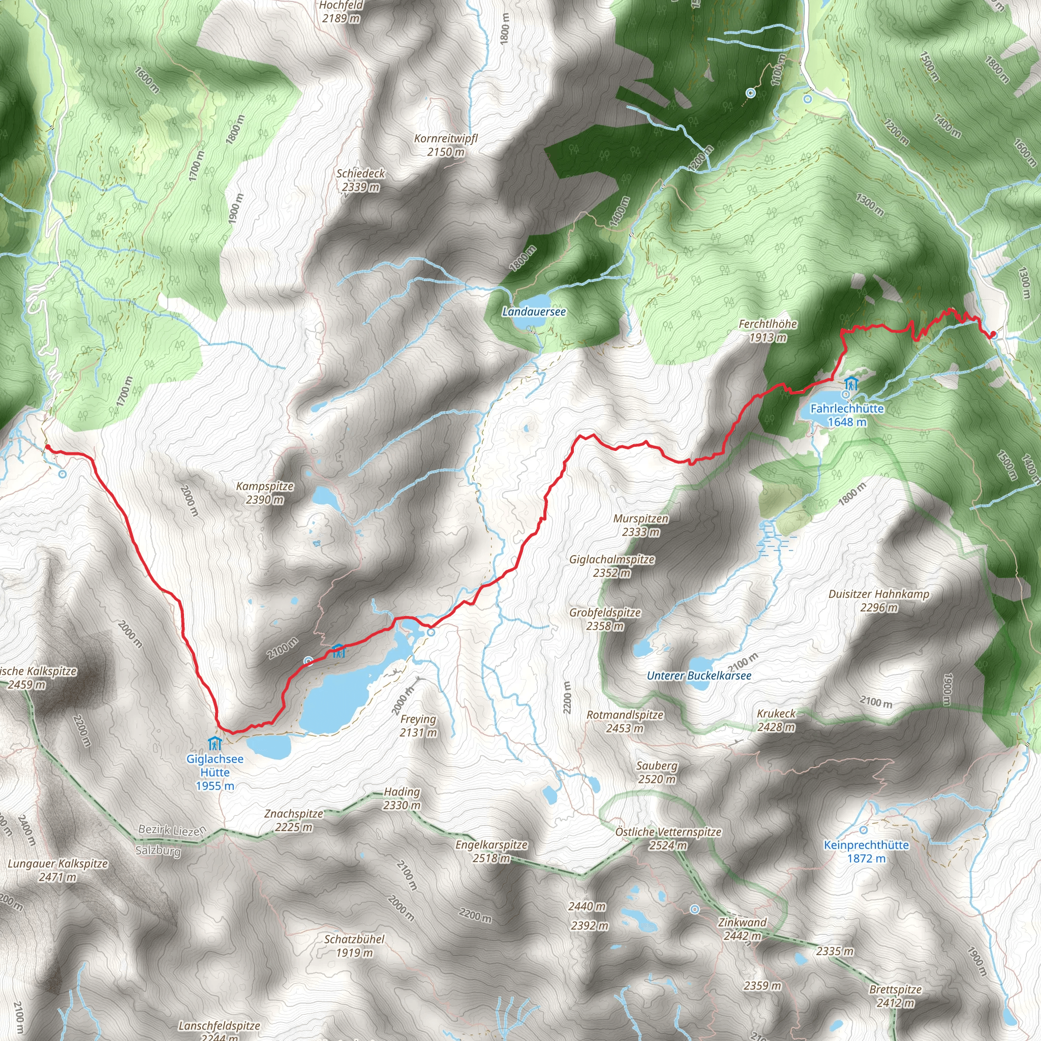 Ursprung Alp to Lake Duisitzkarsee mobile static map