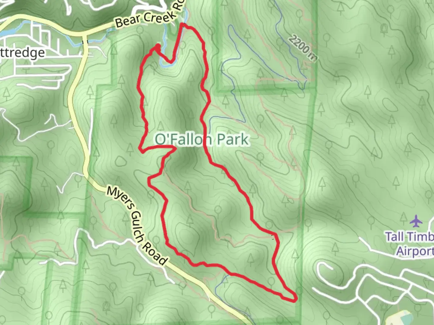 An image depicting the trail West Ridge and Bear Creek Loop Trail and its surrounding area.