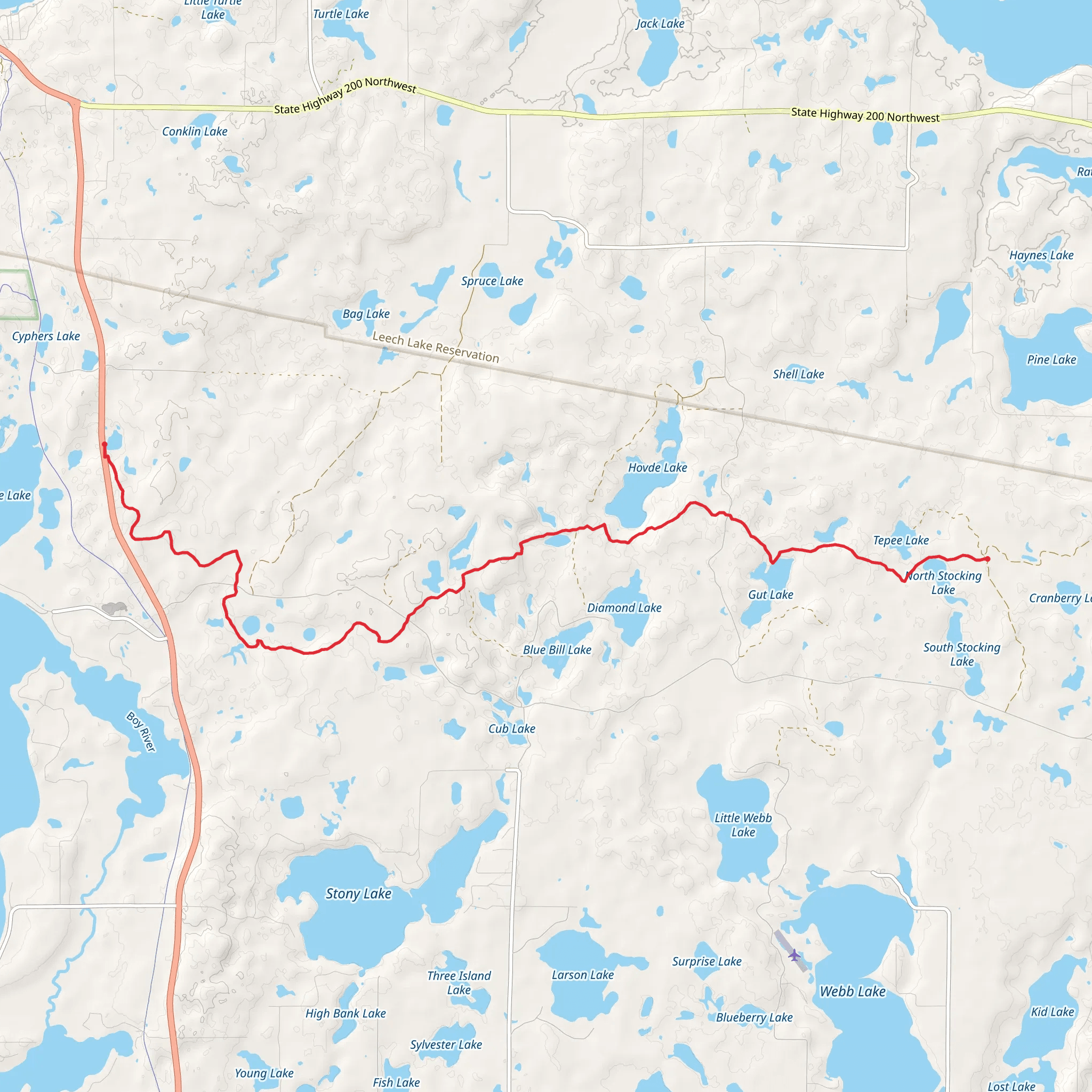 Lake Erin to North Stocking Lake via NCT mobile static map