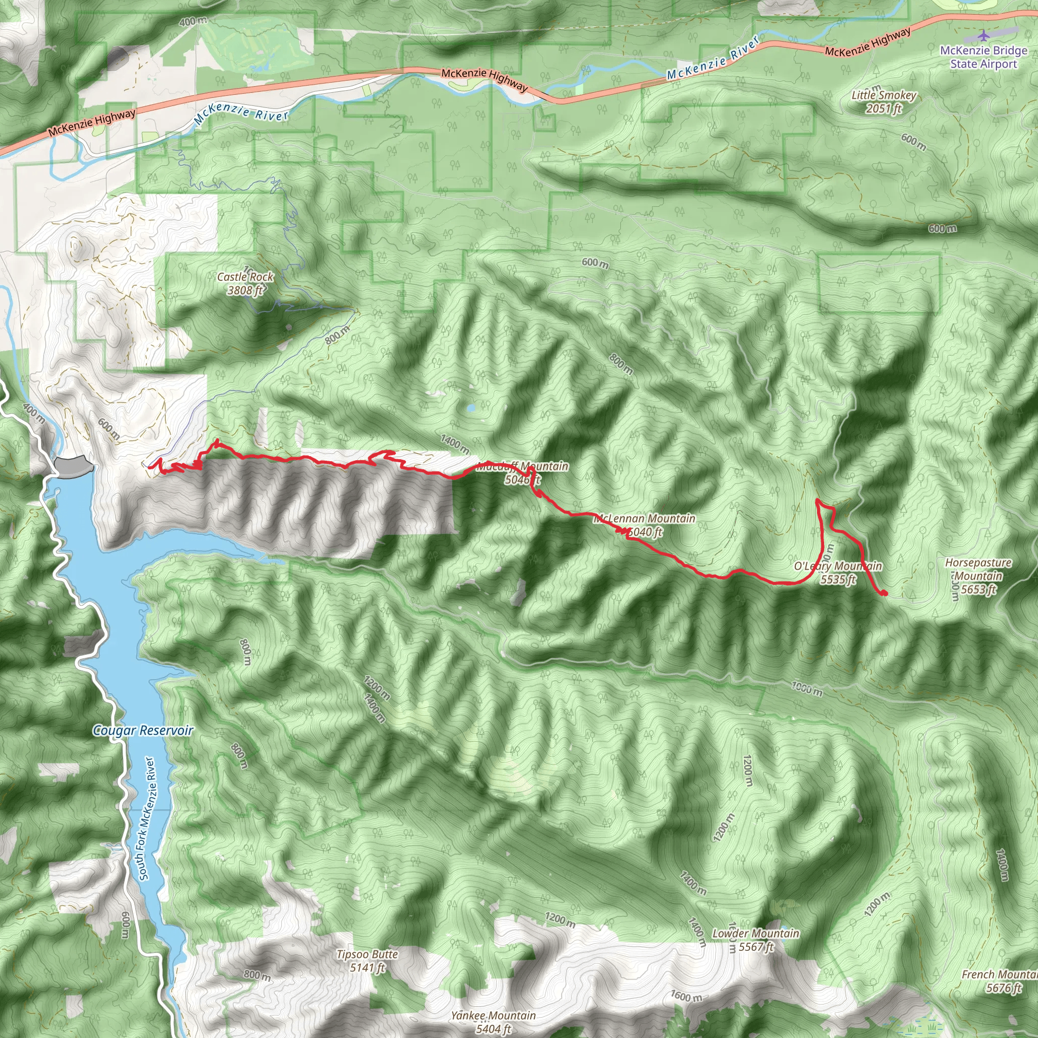 McLennan and Macduff Mountain via O'Leary Mountain Trail mobile static map