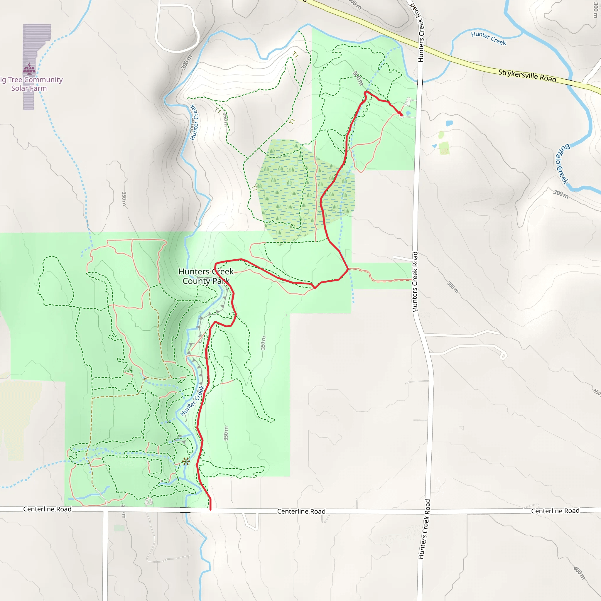 Hunters Creek County Park Trail mobile static map
