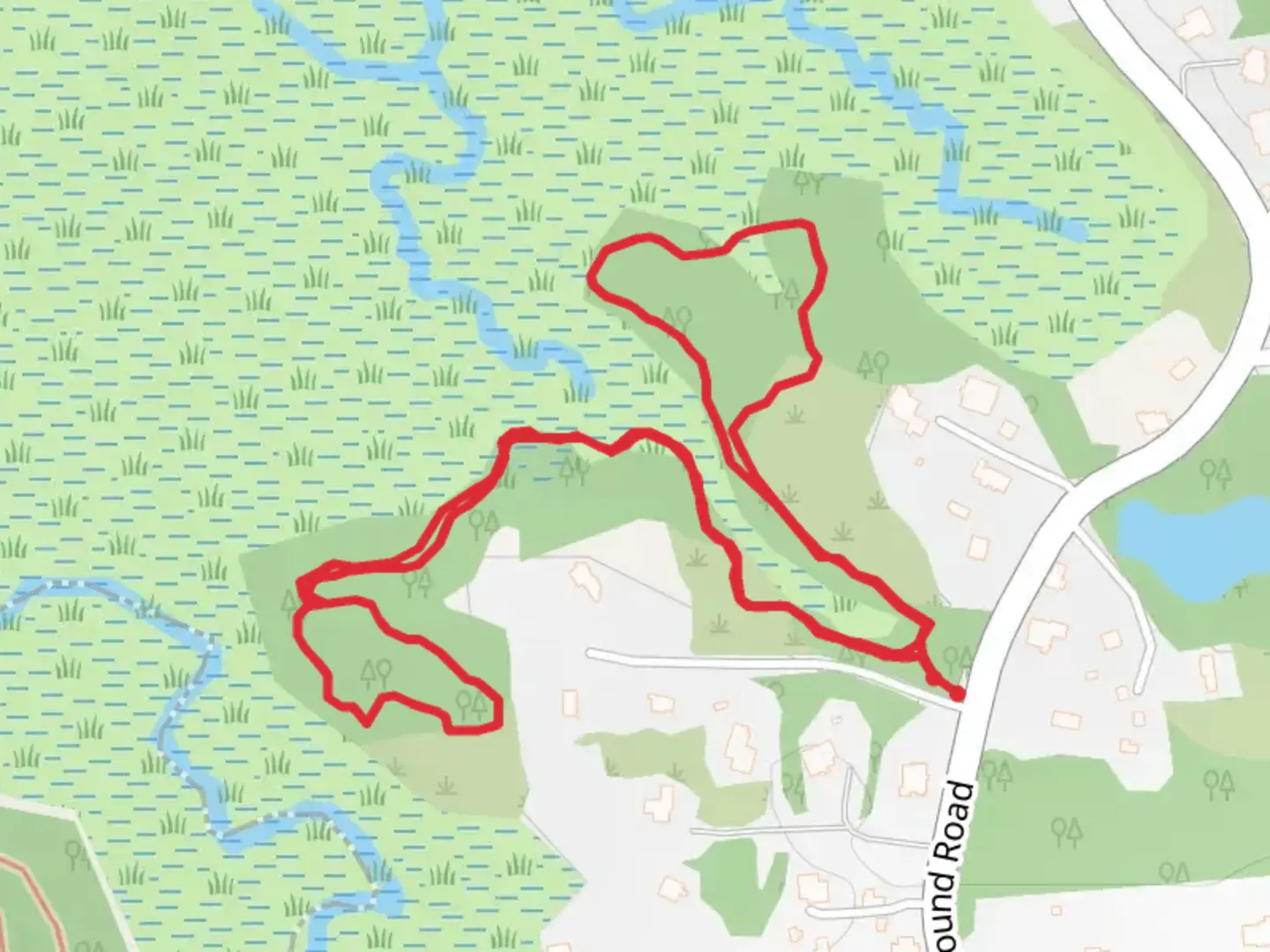 An image depicting the trail Sound Road Loop and its surrounding area.