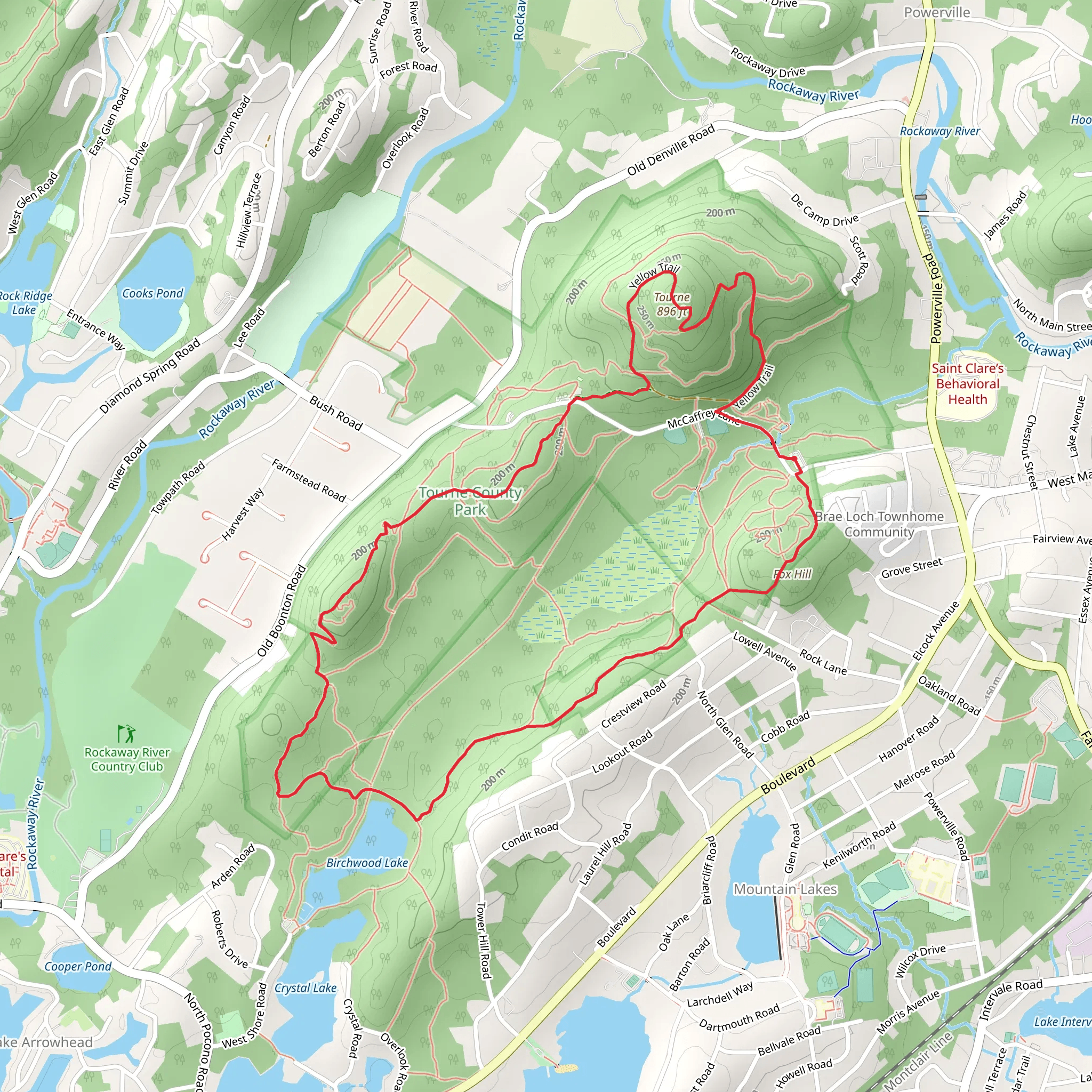 Tourne, Fox Hill and Birchwood Lake Loop mobile static map