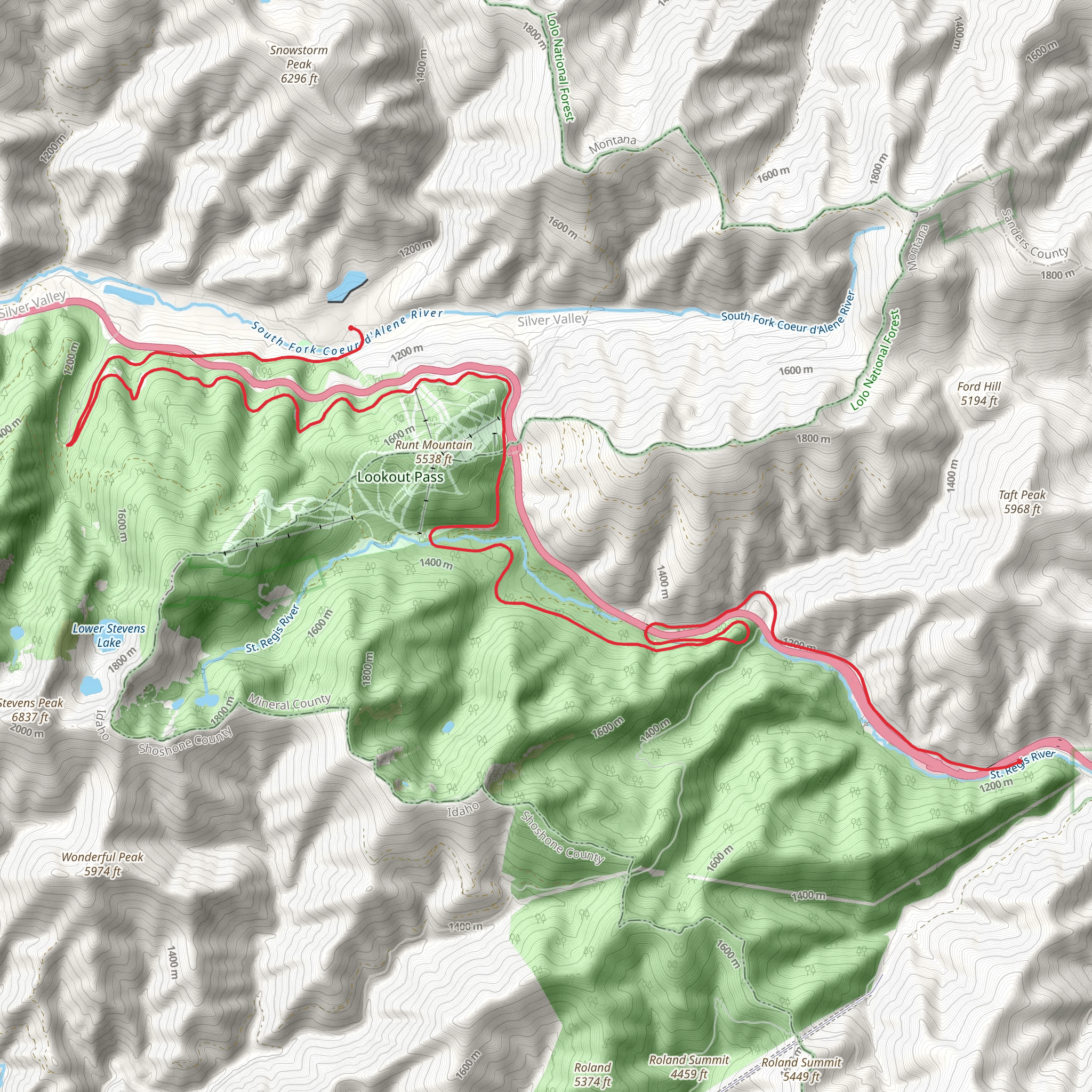 Norpac Trail from Shoshone Park mobile static map