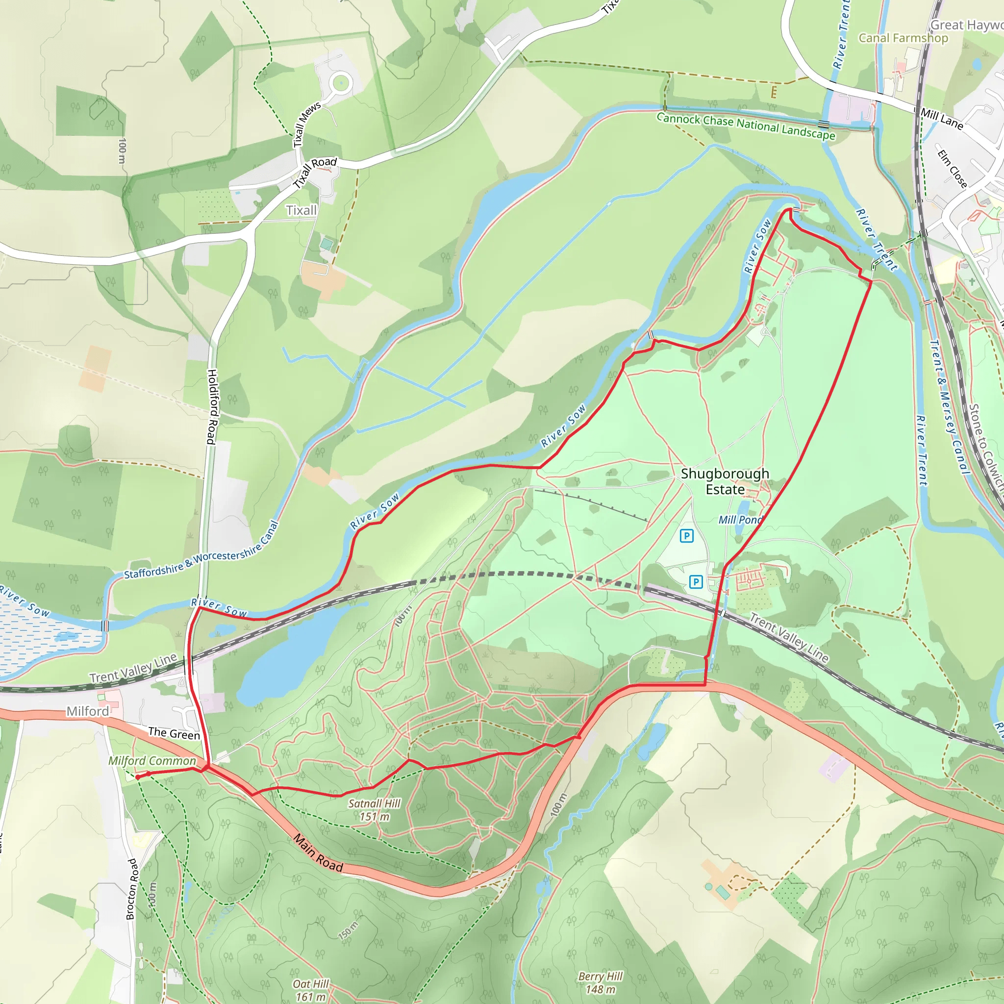 Shugborough Park Loop mobile static map