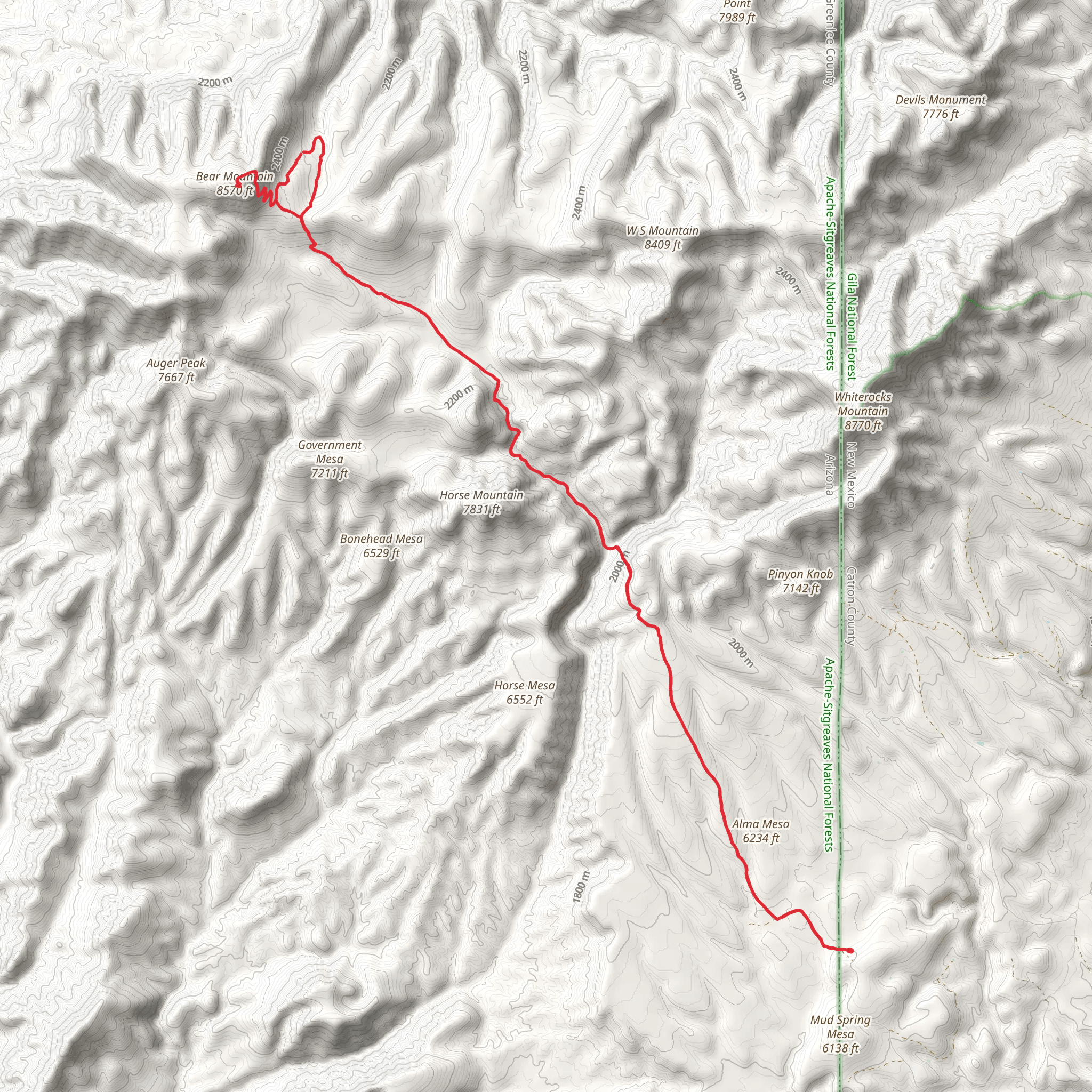 Bear Mountain via Little Blue Trail mobile static map