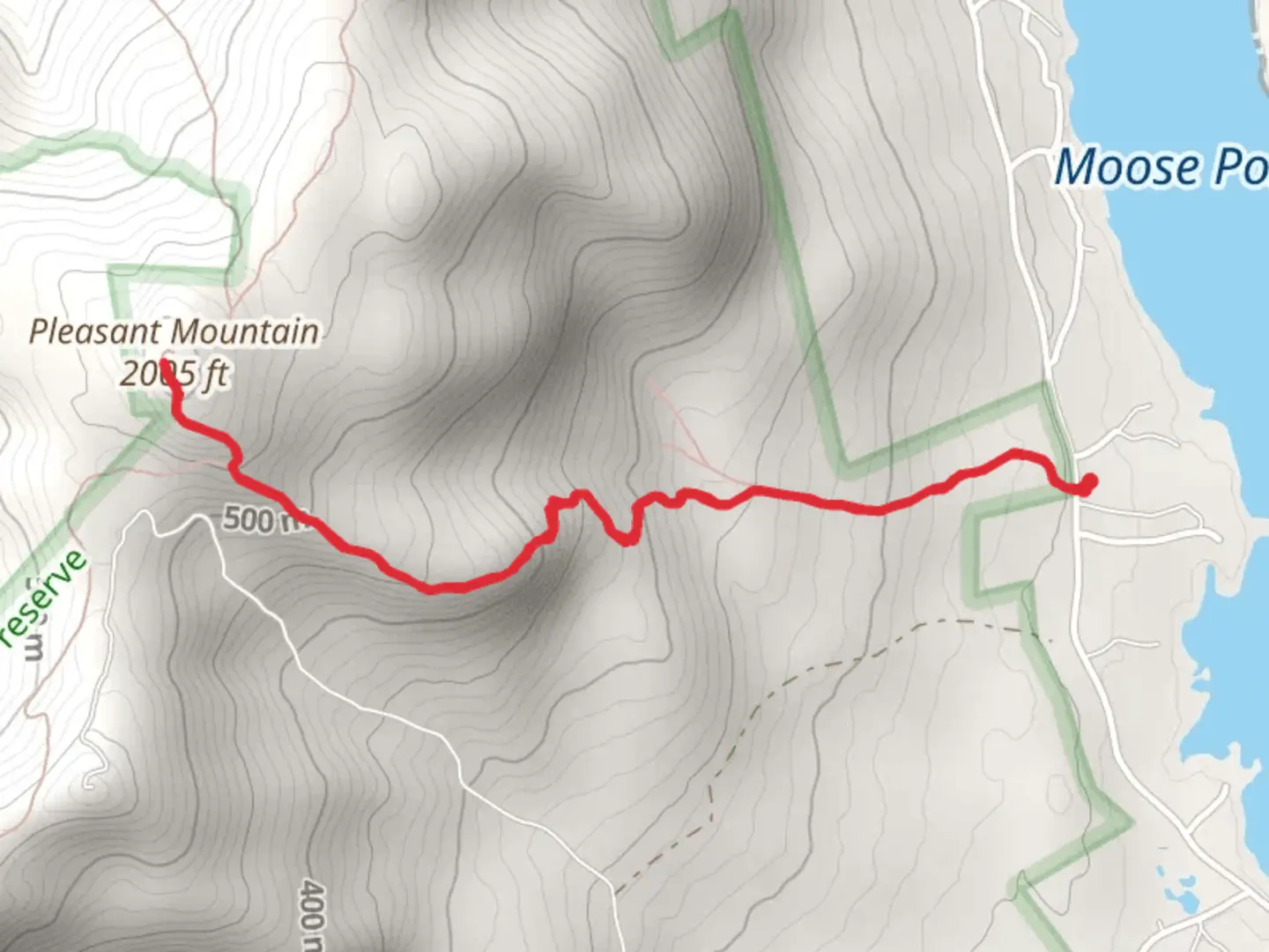 An image depicting the trail Pleasant Mountain and its surrounding area.