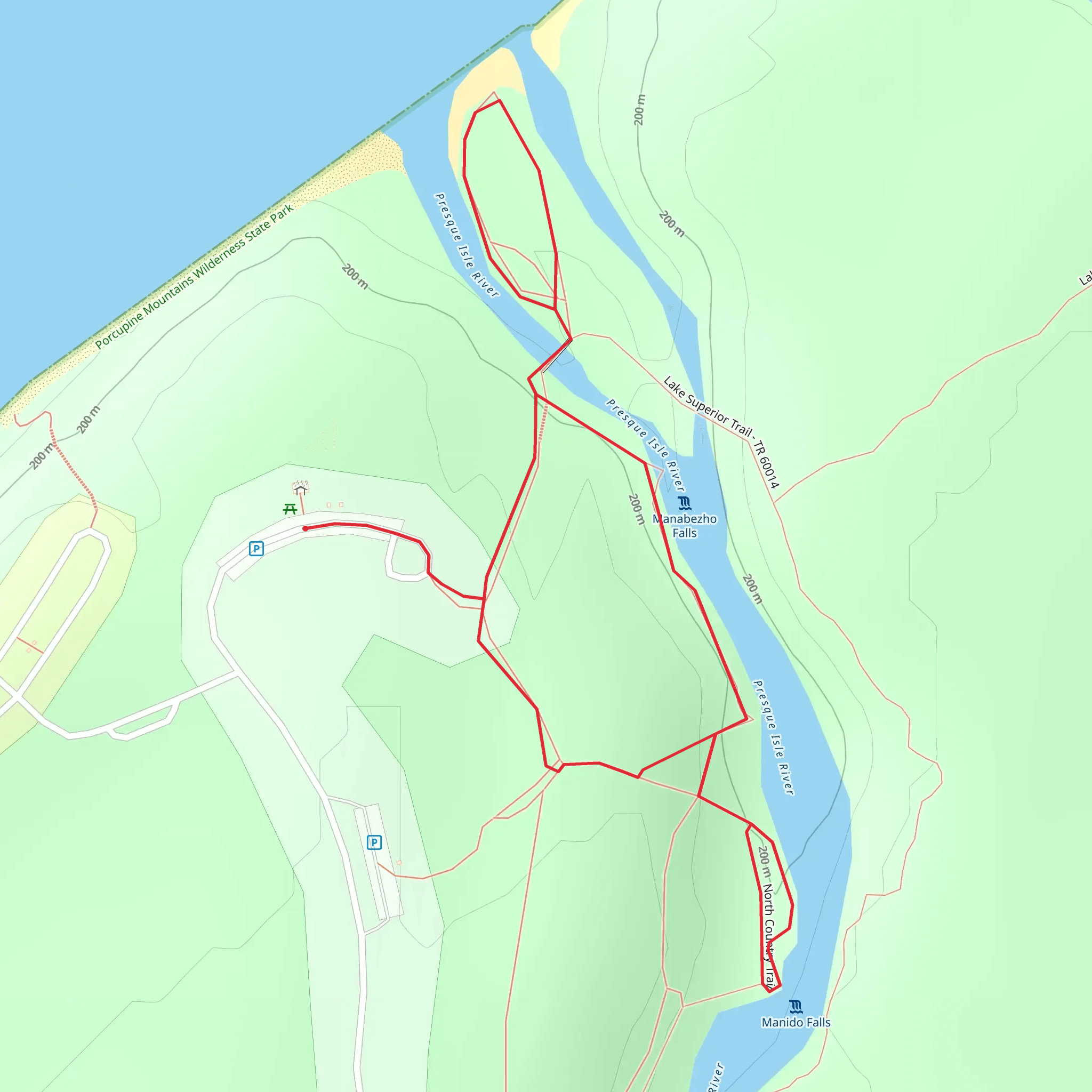 Presque Isle River Scenic Site Loop mobile static map